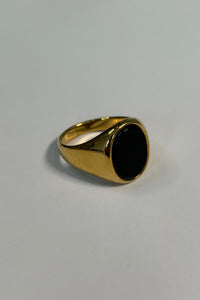 Premium NTH Stone Ring 18K Gold Plated Black