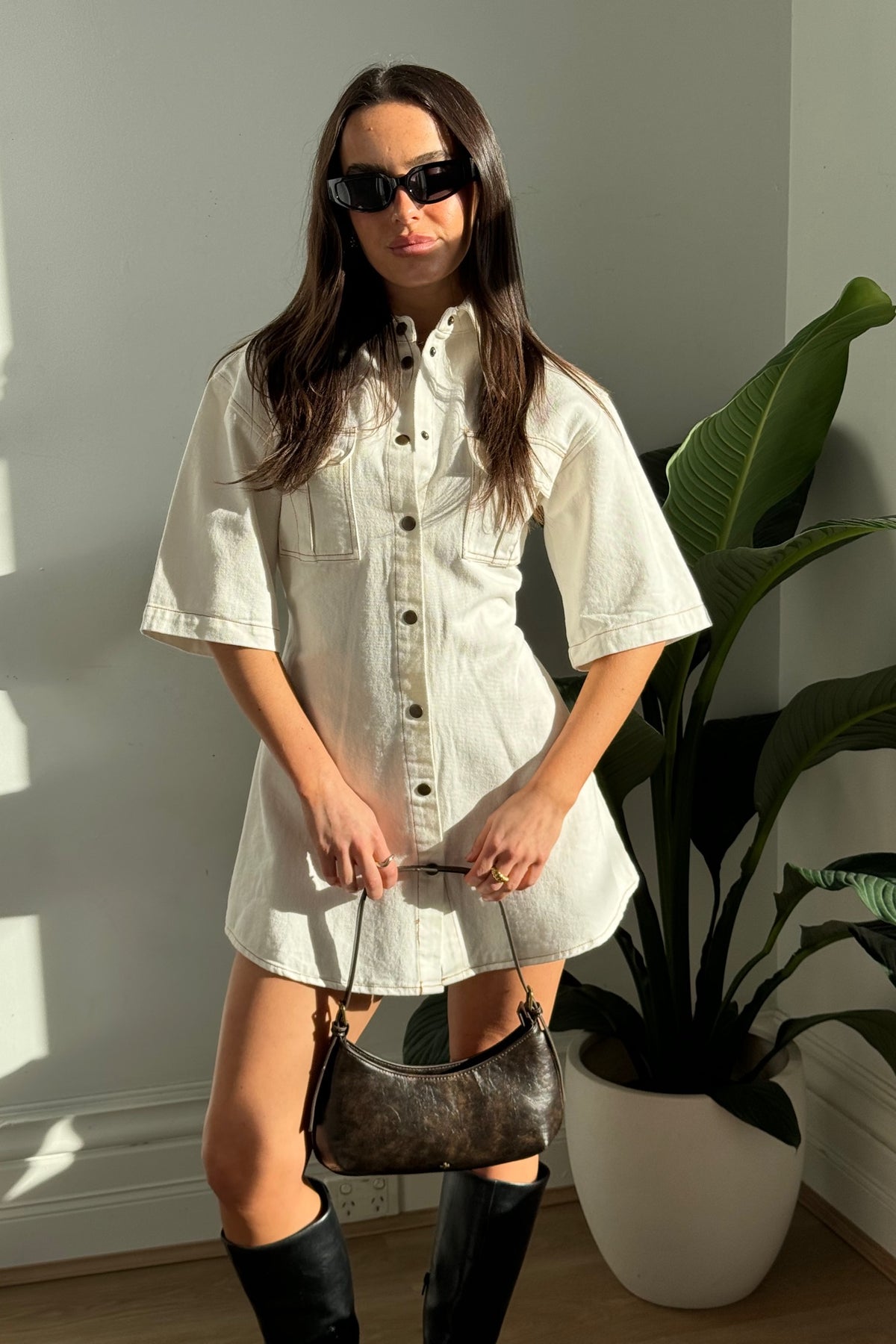 Kaneisha Denim Dress White