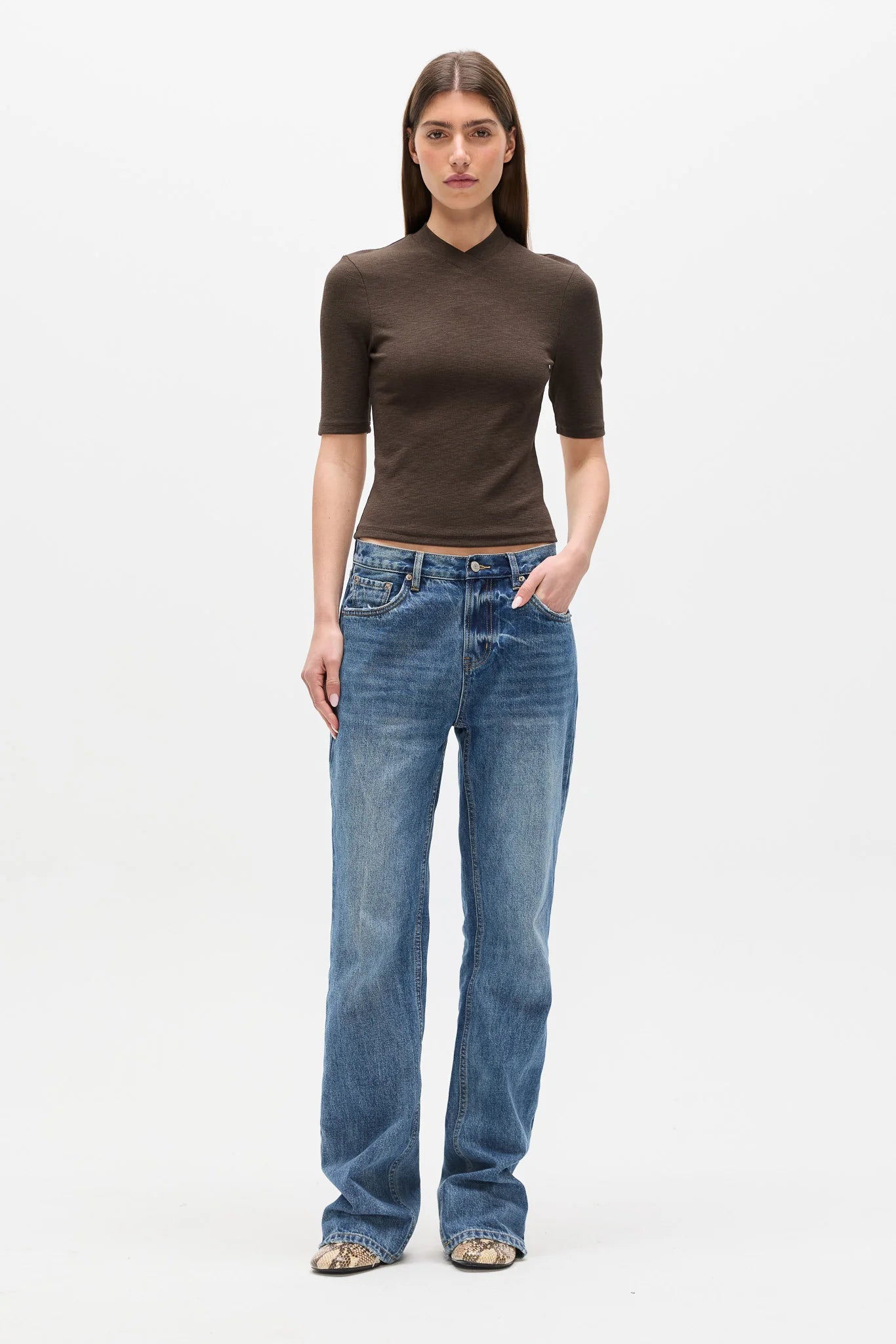 Tinka V Neck T-Shirt Mushroom