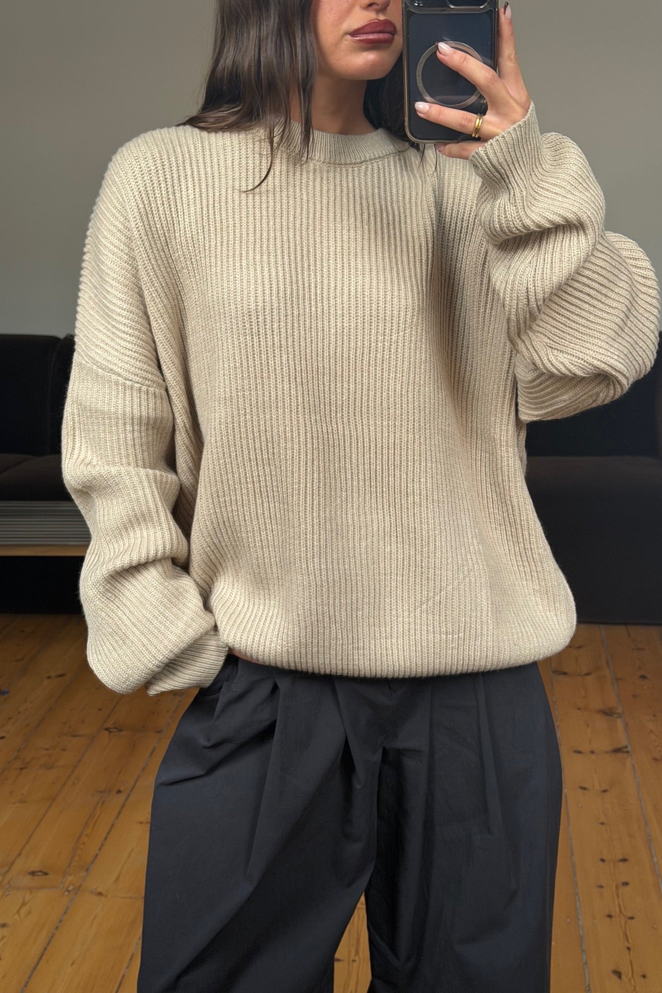 Unisex Drop Sleeve Heavy Knit Oat