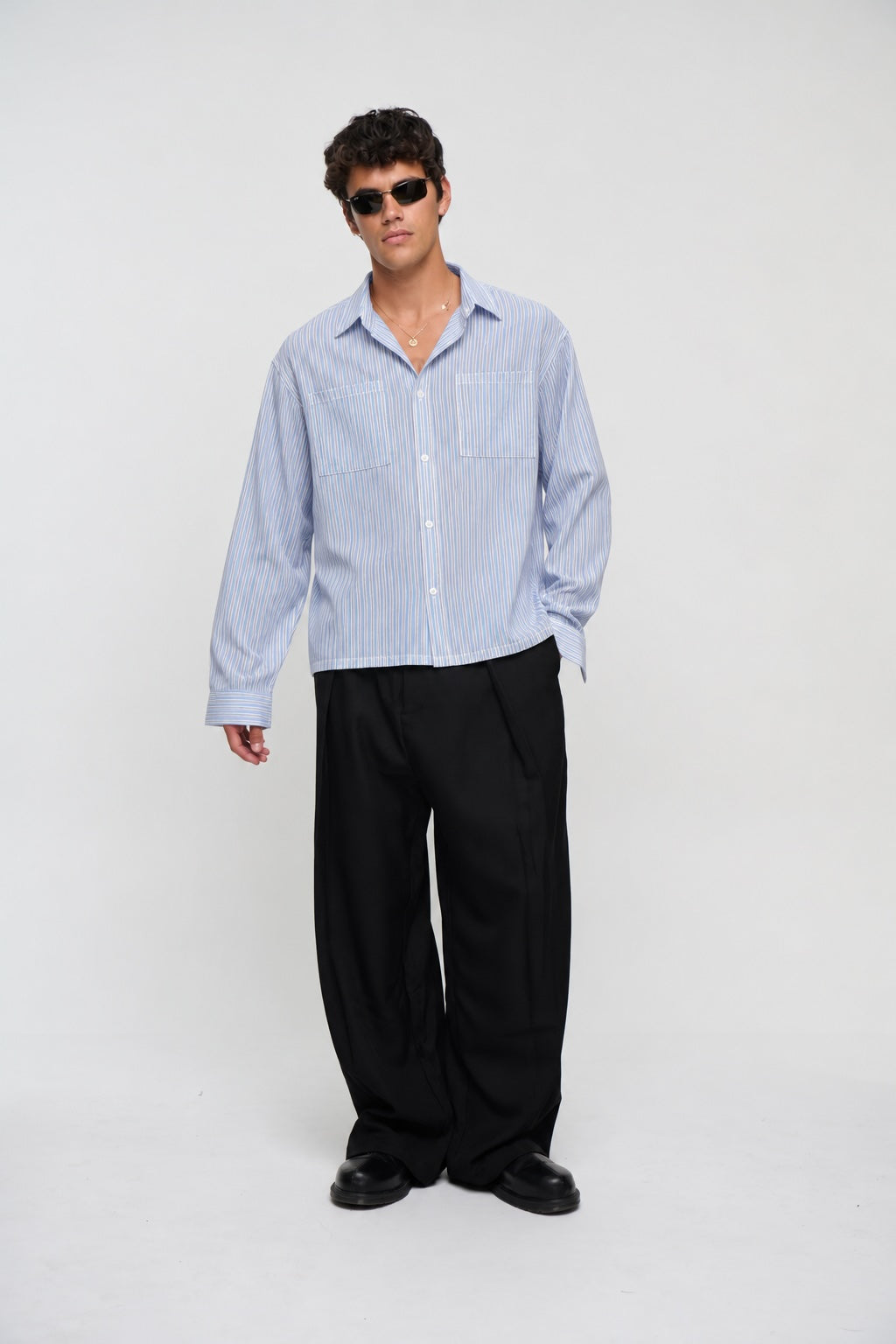 Miles Stripe Shirt Blue