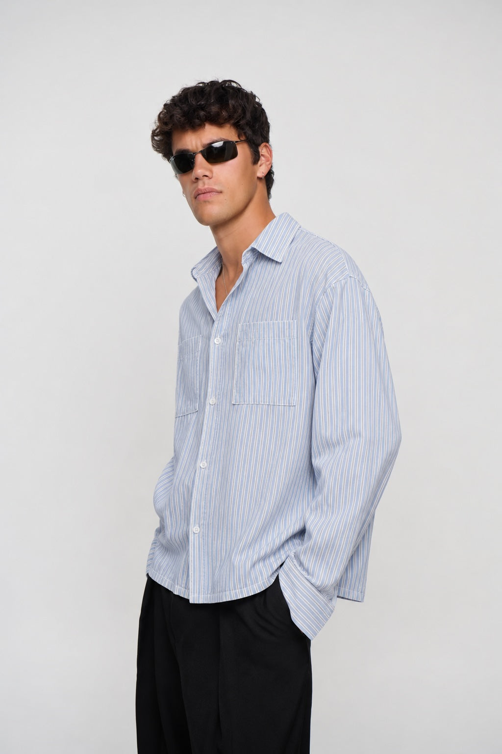 Miles Stripe Shirt Blue