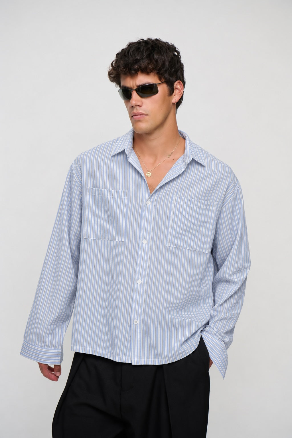 Miles Stripe Shirt Blue