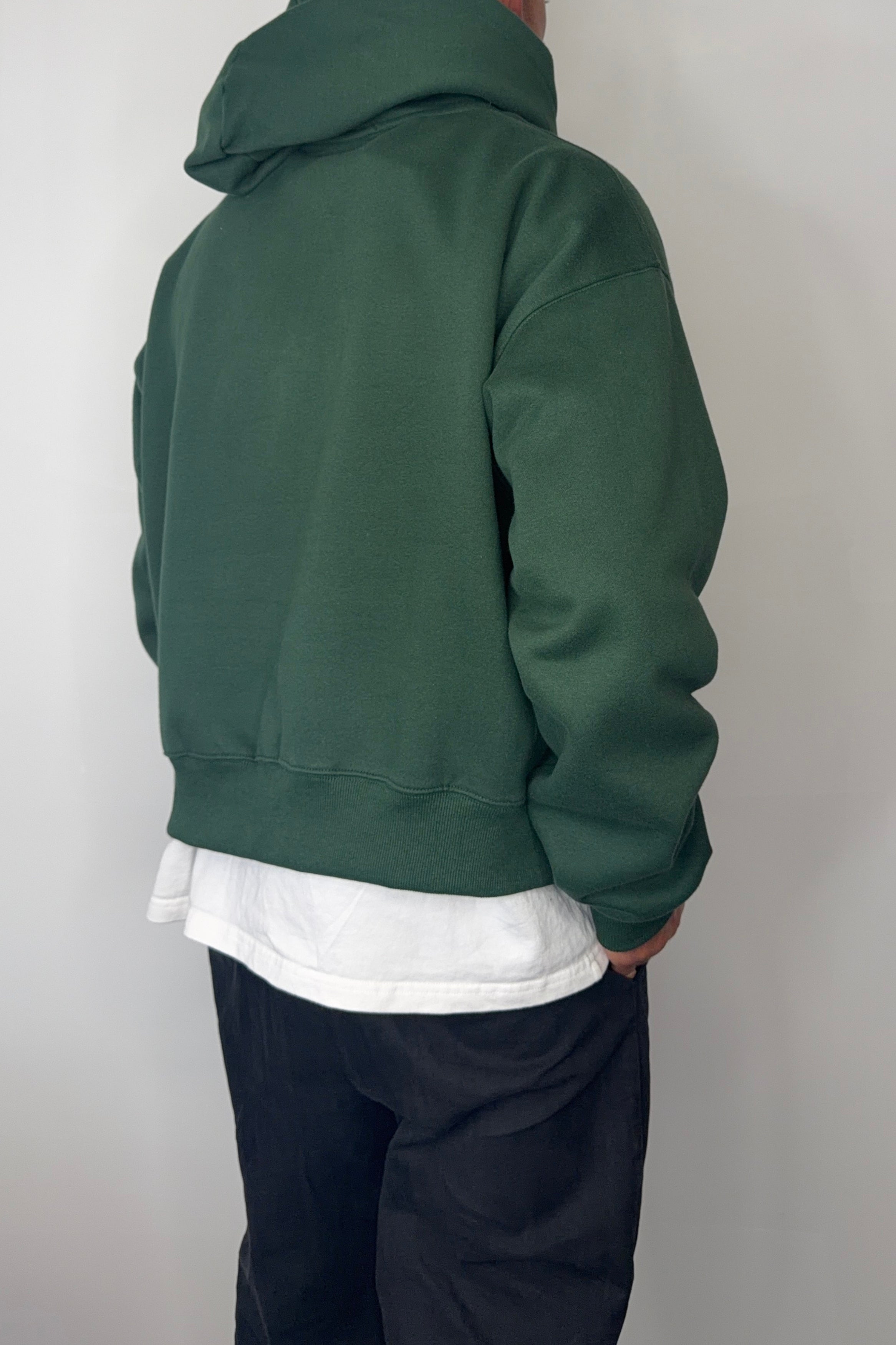 Roman Cropped Drop Hoodie Forest