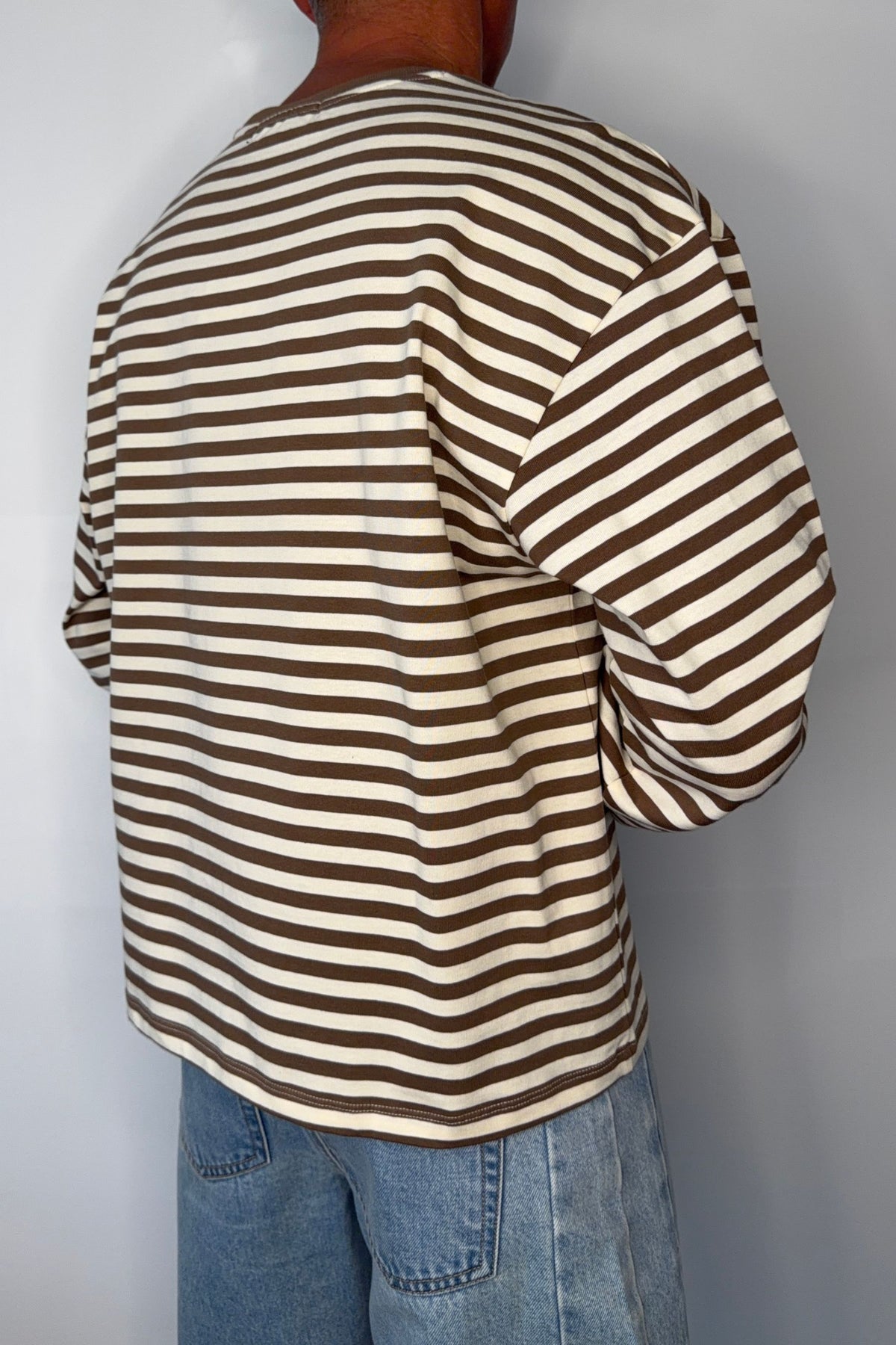 Cole Stripe Long Sleeve Choc/White