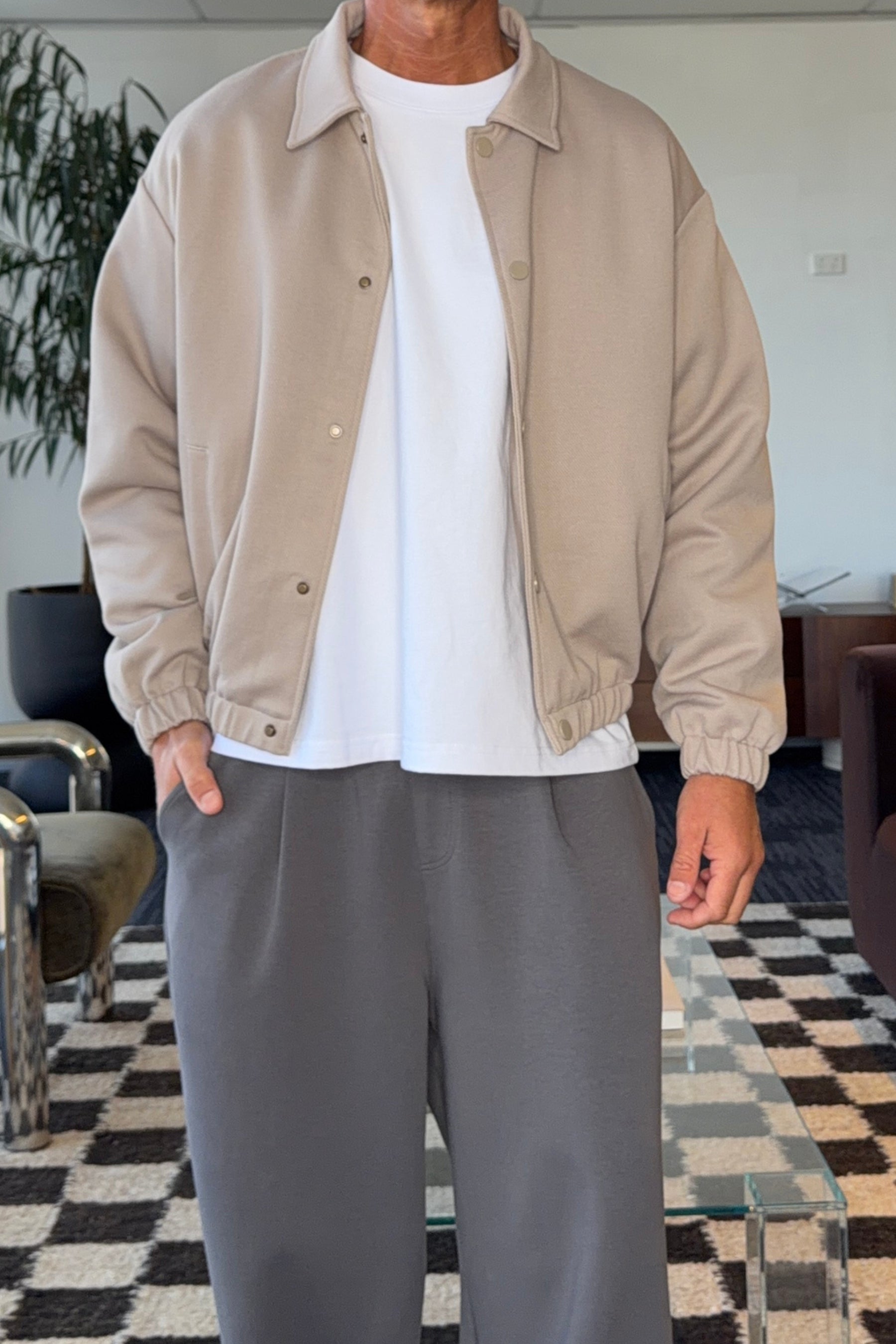 Chet Textured Bomber Ivory