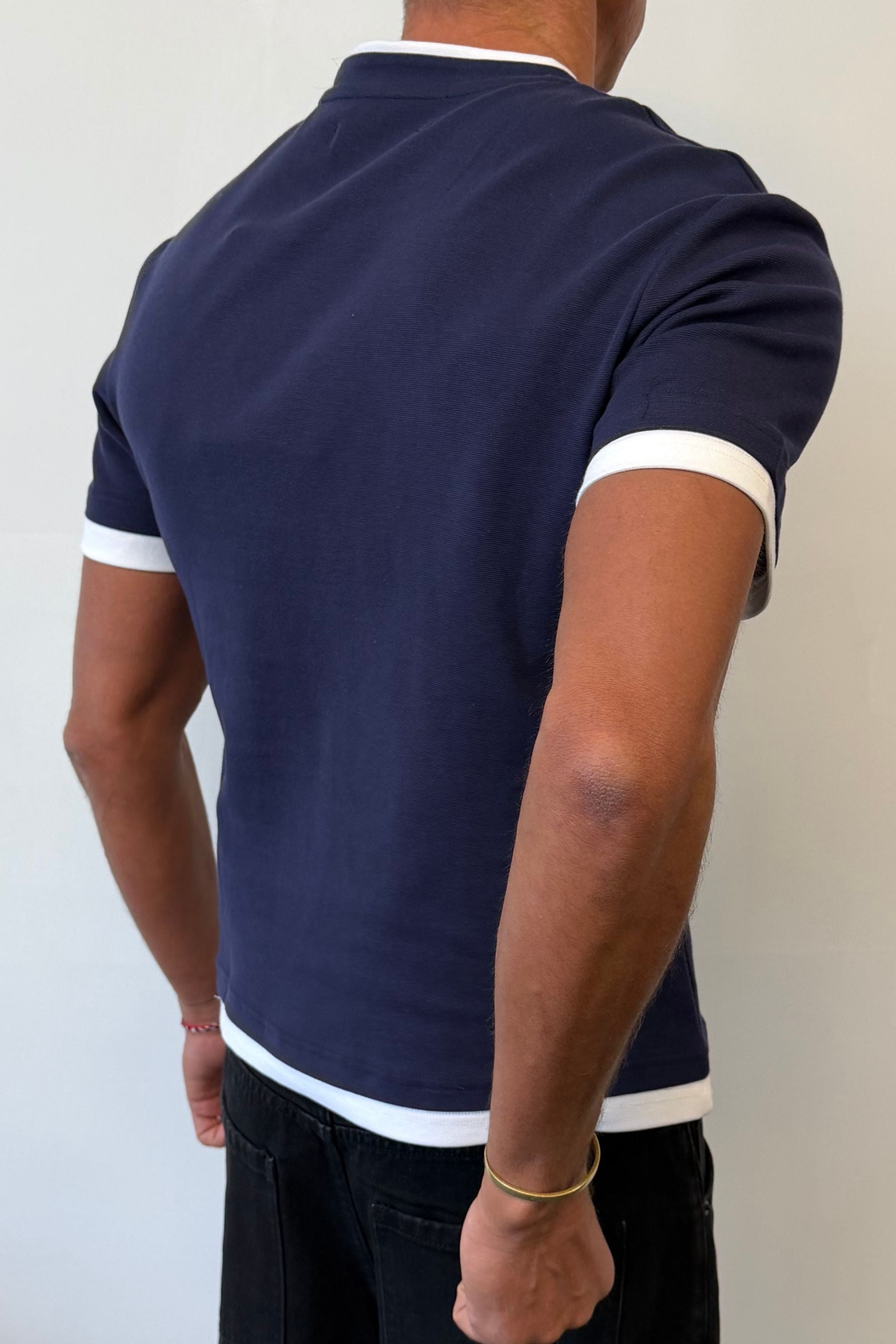 Double Trim Cotton Tee Navy