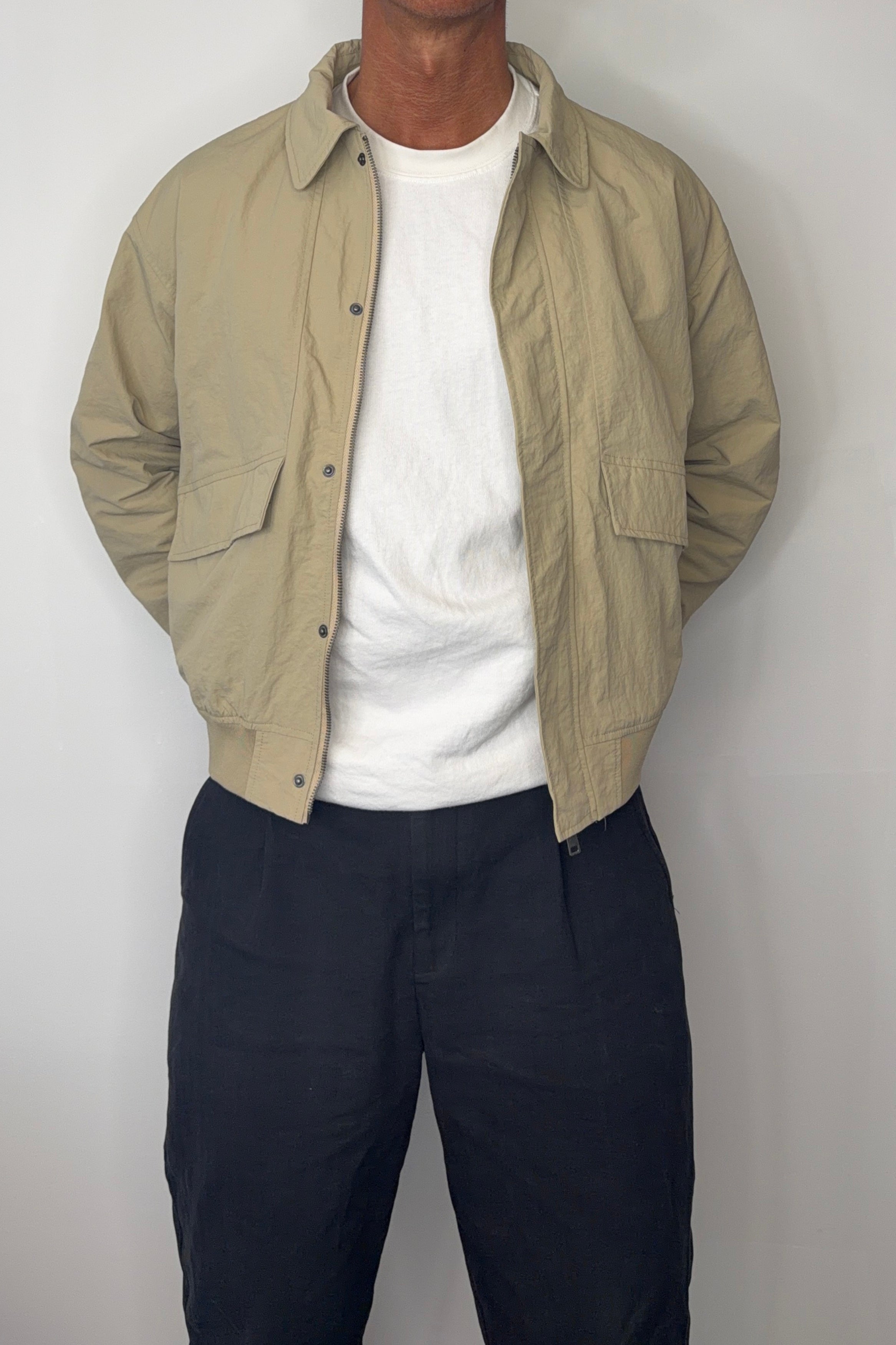 Evans Ribbed Bomber Beige