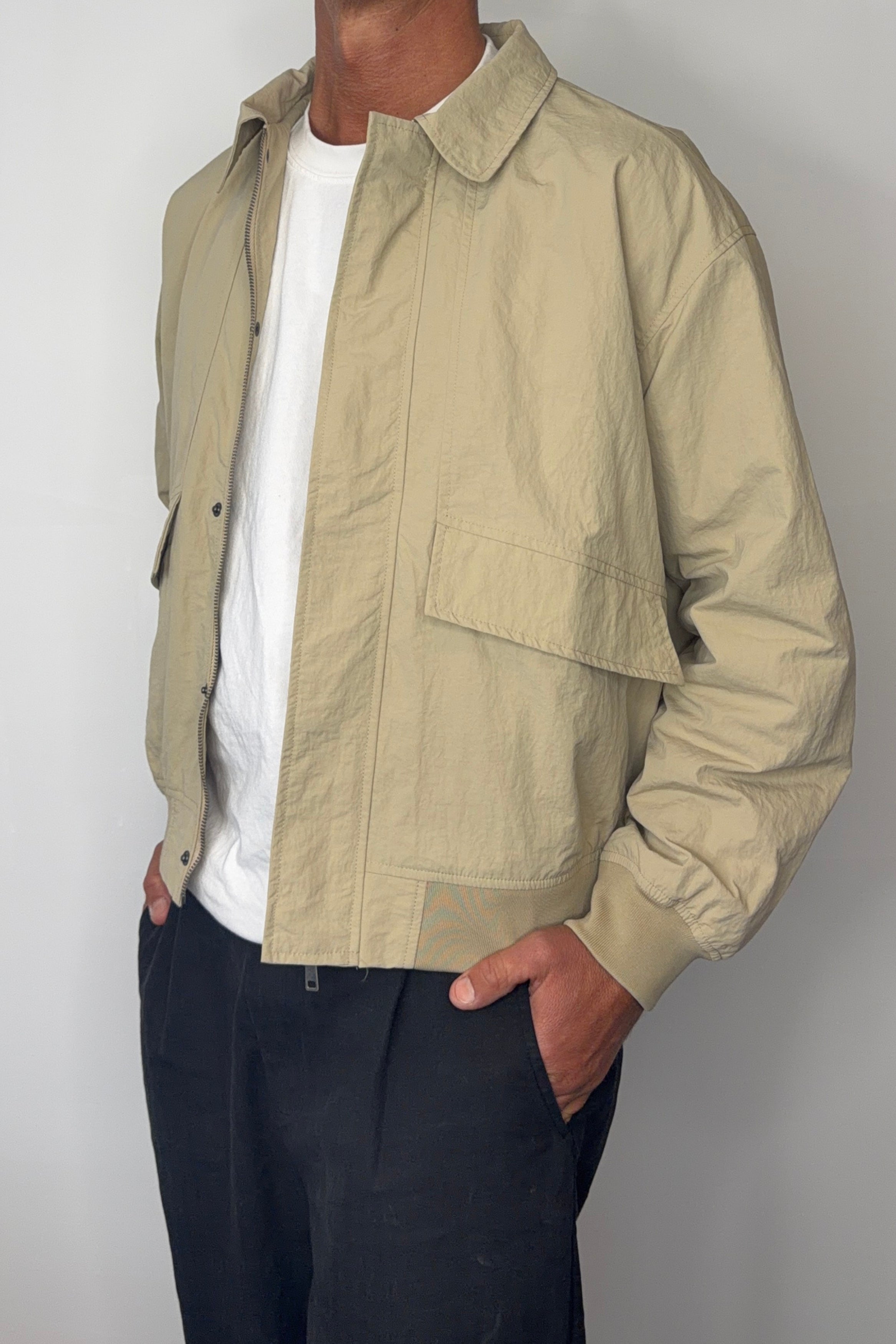Evans Ribbed Bomber Beige