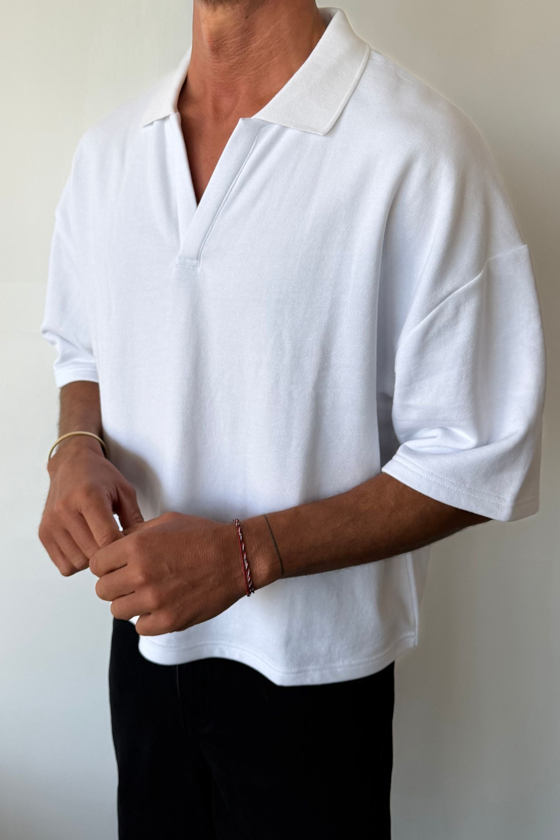 Jersey Crop Polo White
