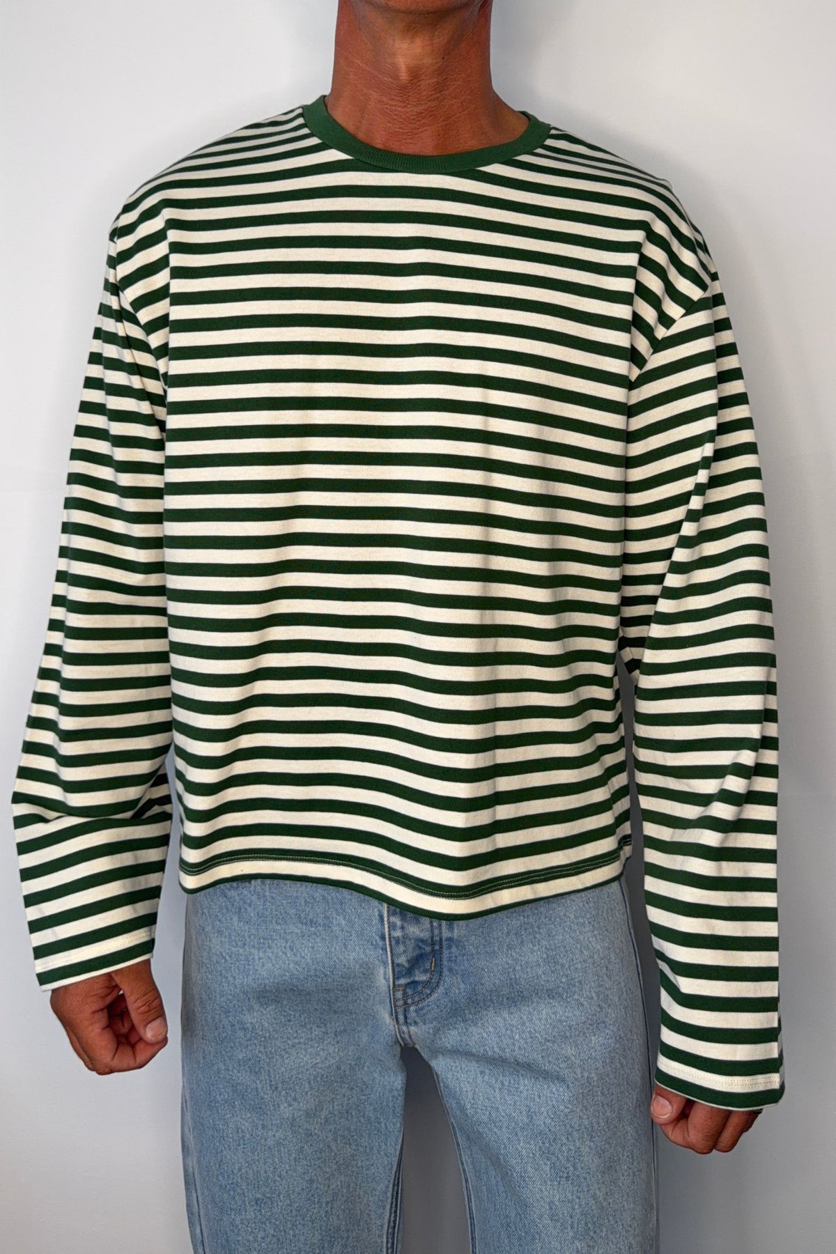 Cole Stripe Long Sleeve Green/White