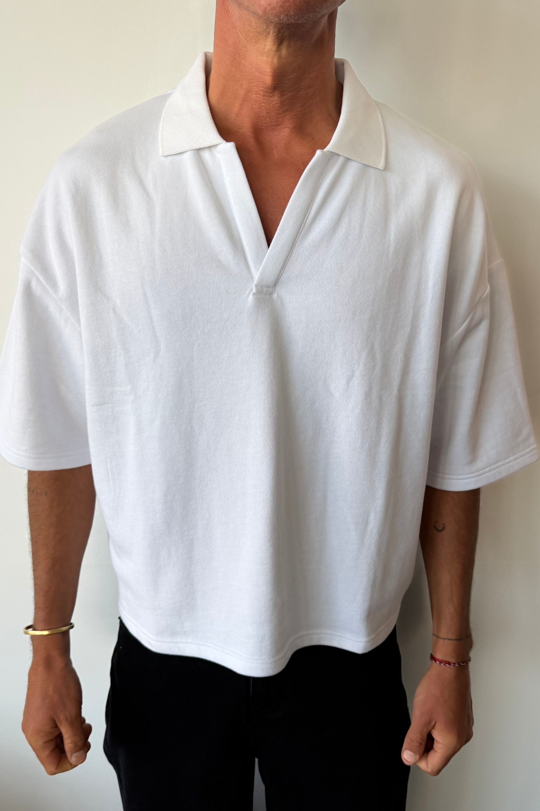 Jersey Crop Polo White