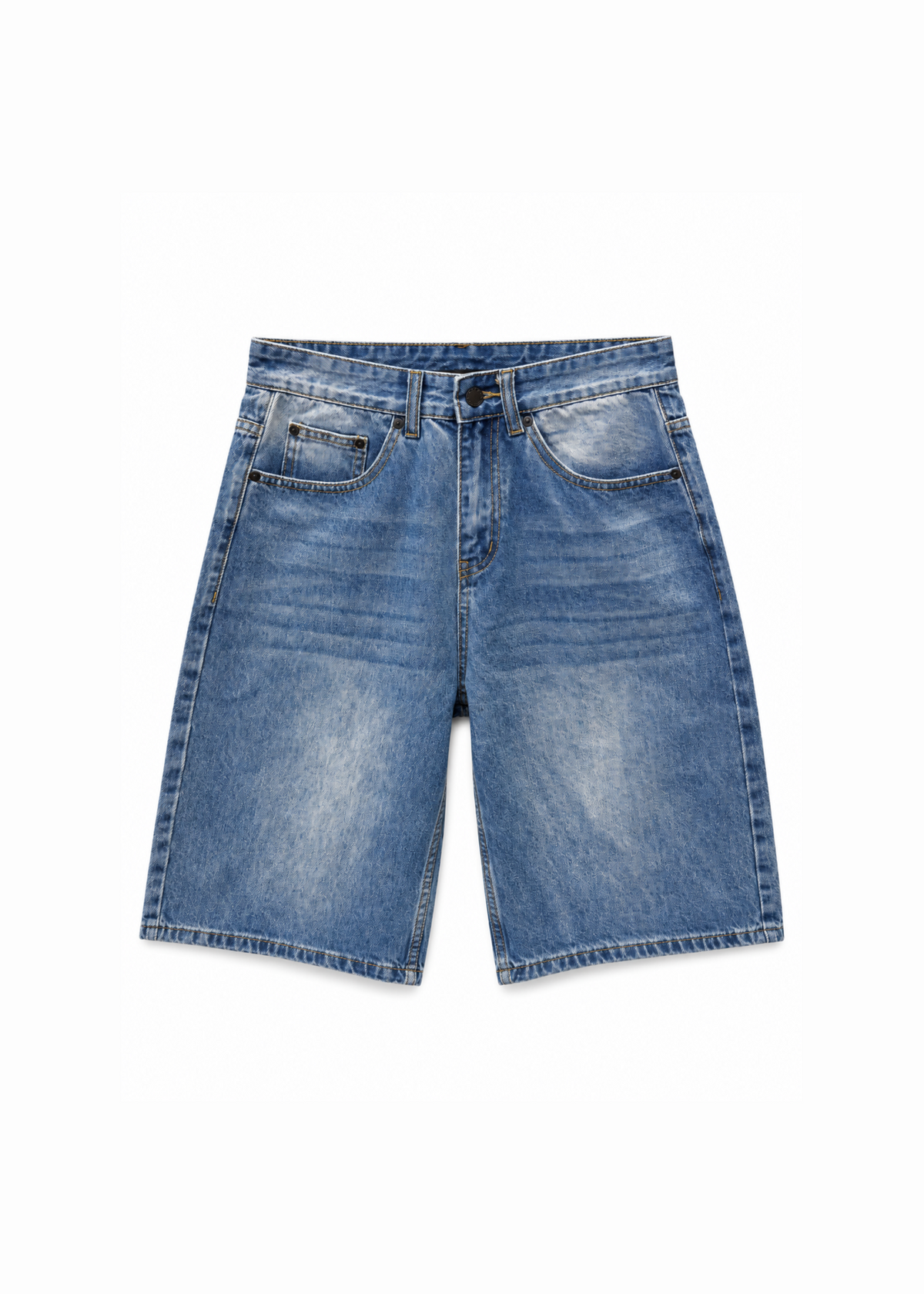 Flint Baggy Denim Jort Mid Blue