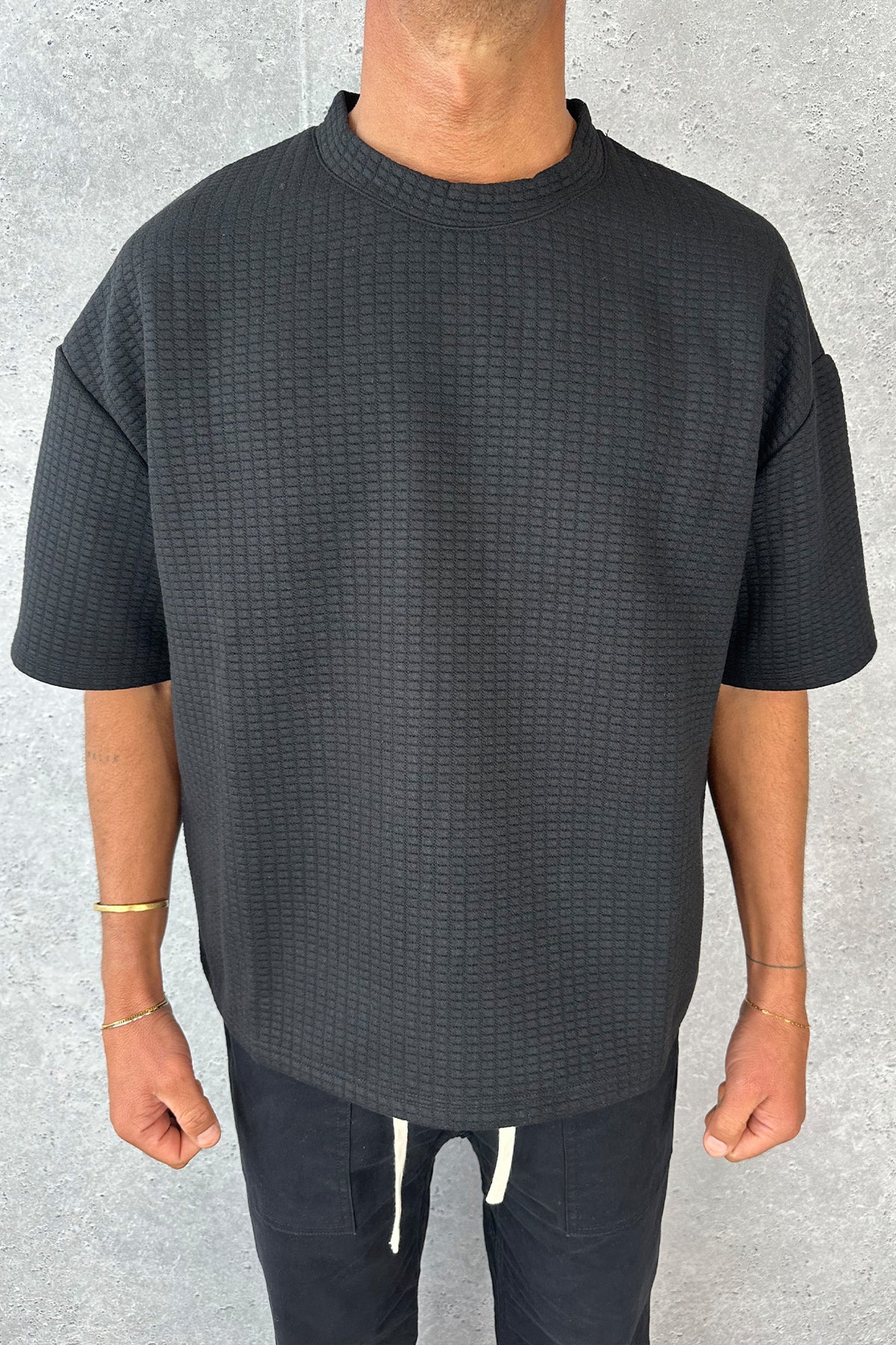 Colin Waffle Texture Tee Black