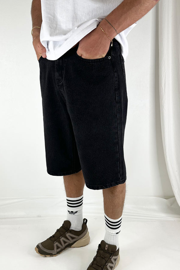 Flint Baggy Denim Jort Black