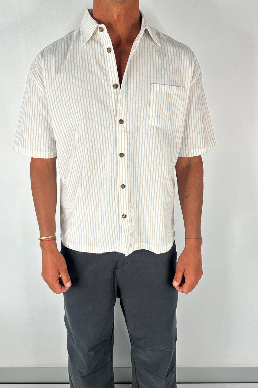 Nathaniel Drop Shirt Stripe Coffee