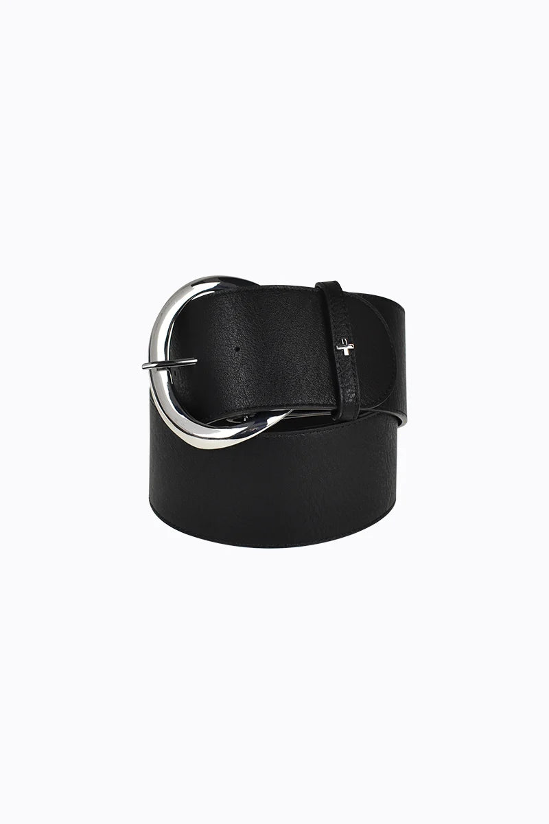 Maddie Wide Hip Belt Black Pu/Silver