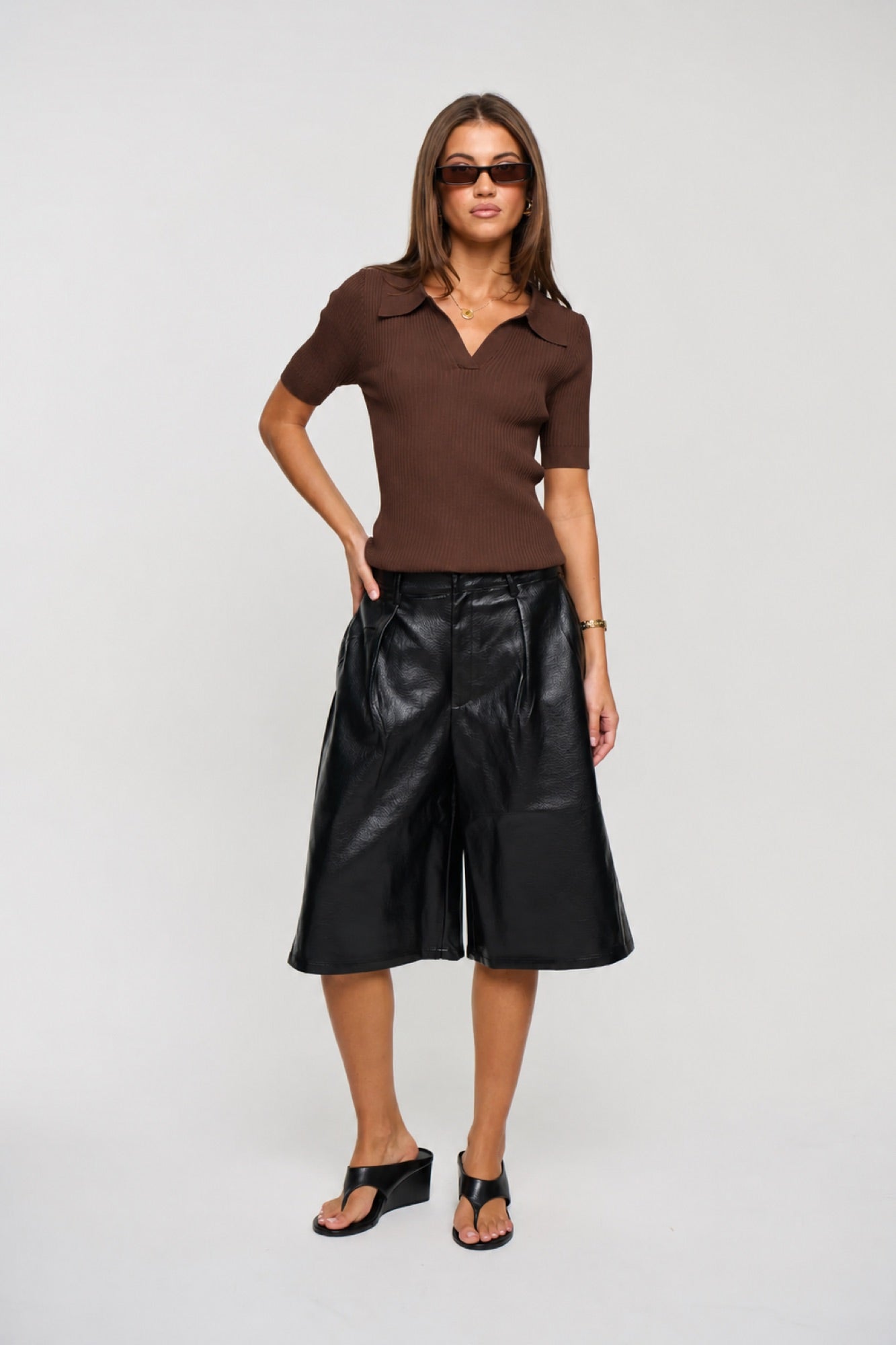 Cali Ribbed Polo Chocolate