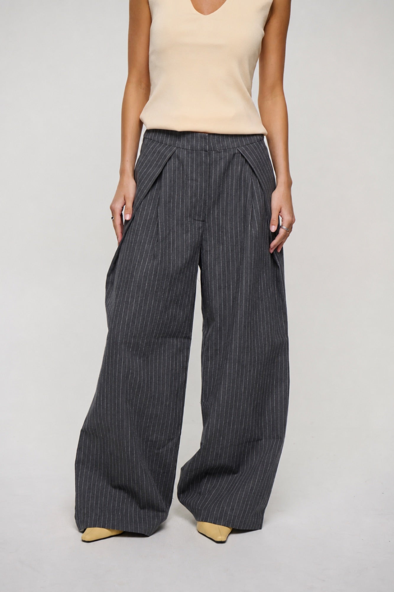 Josie Pinstripe Pant Charcoal