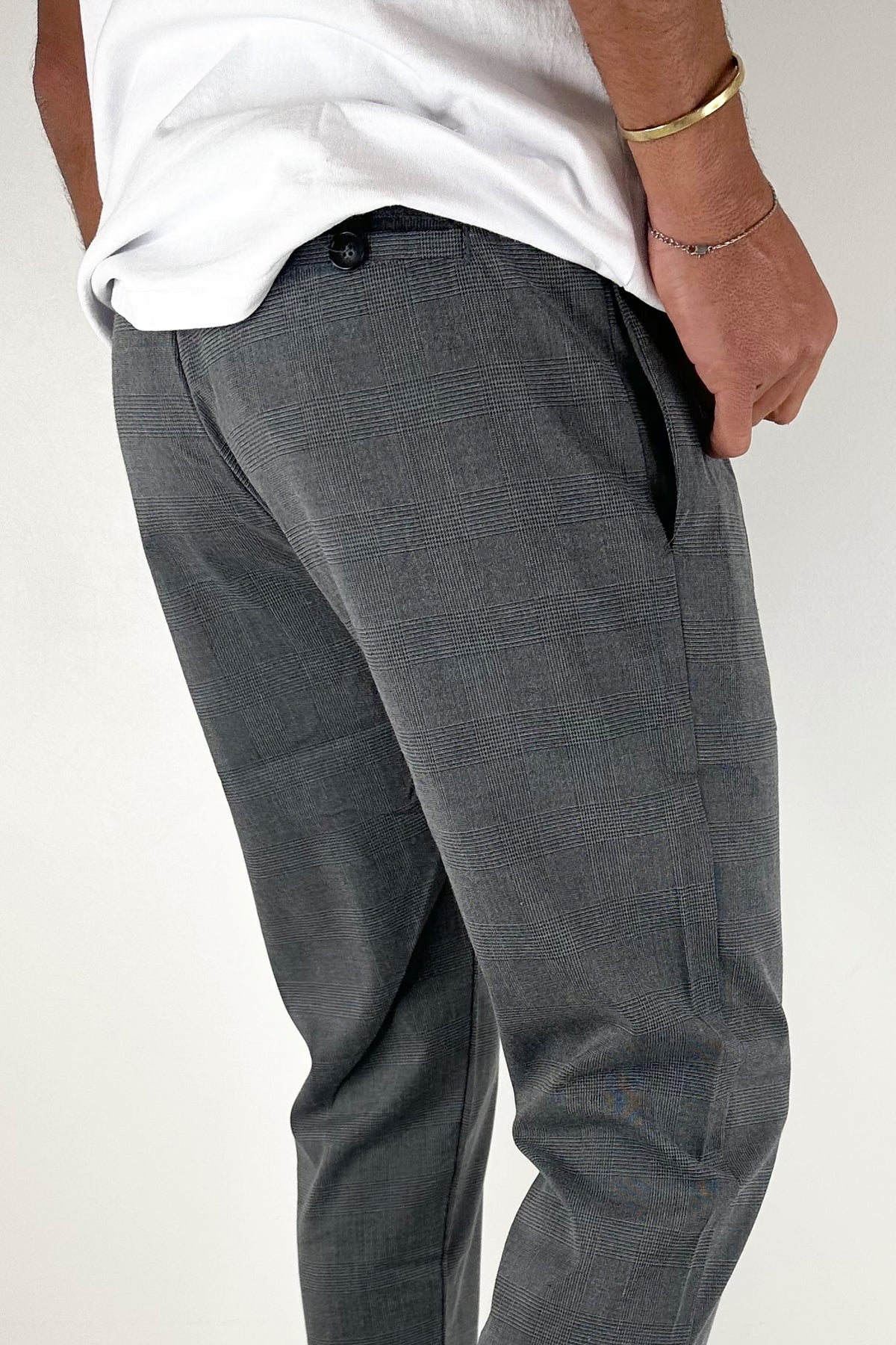 NTH Cropped Pleat Pant Grey Check