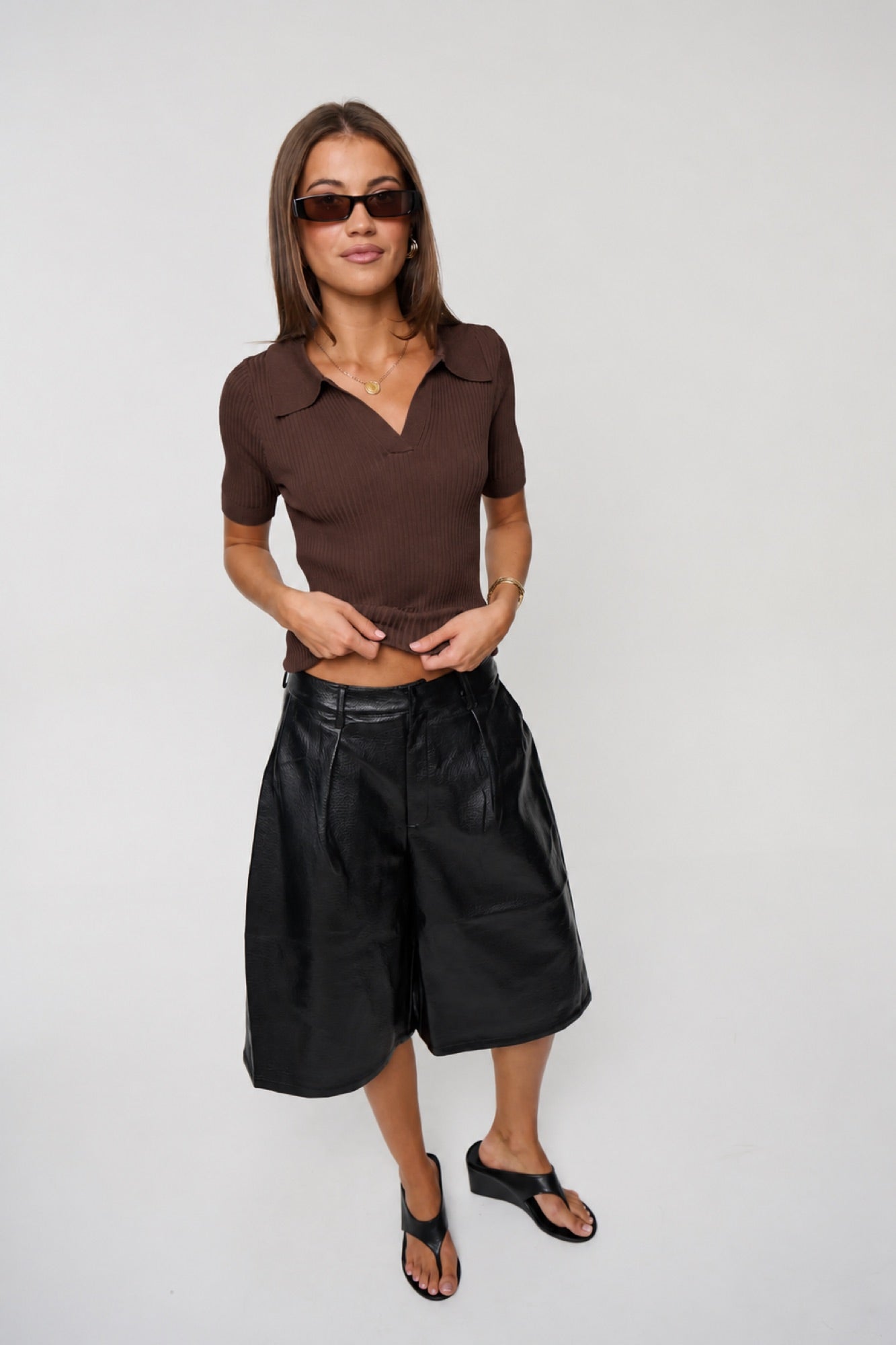 Cali Ribbed Polo Chocolate