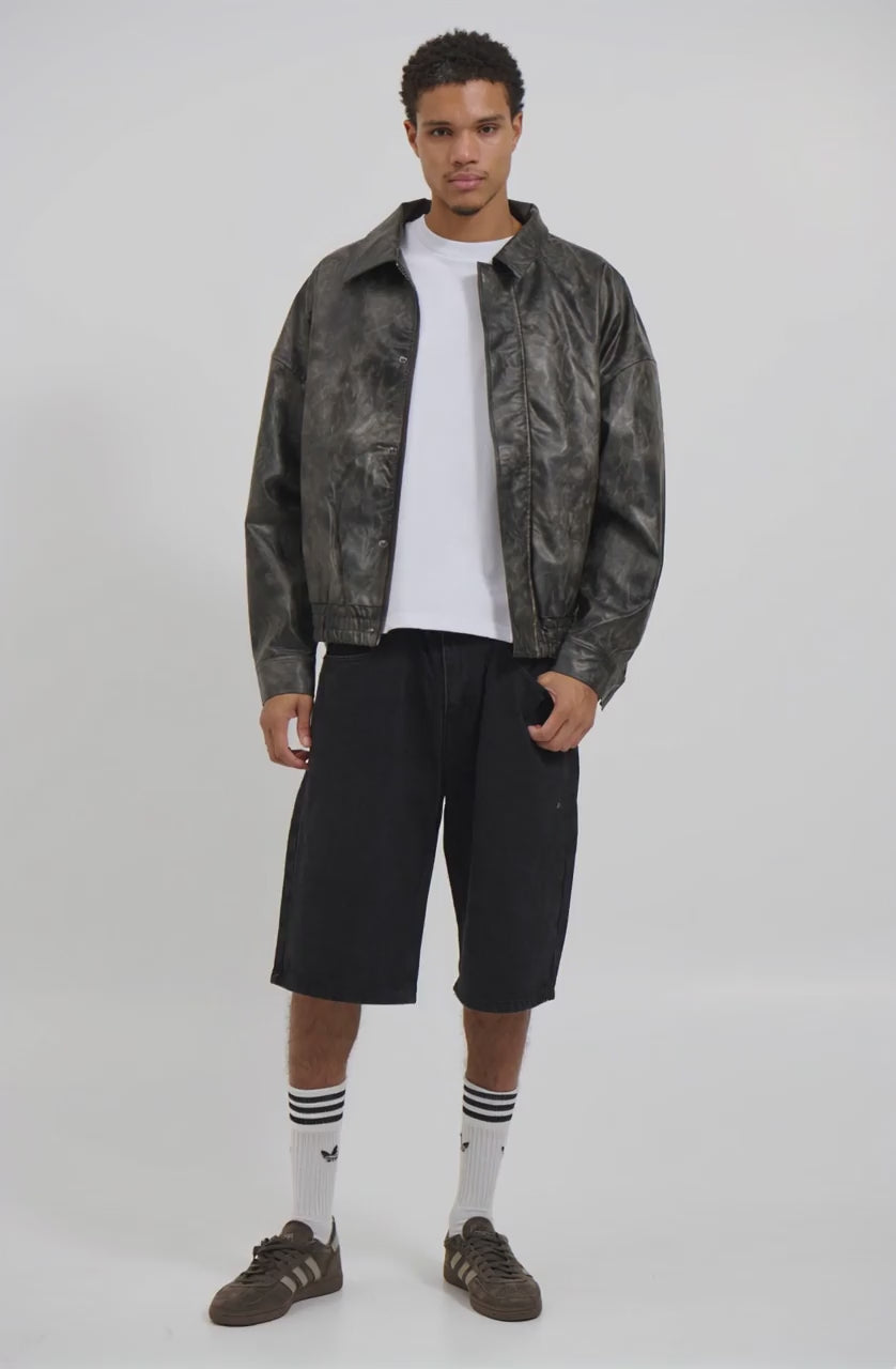 Bowie Bomber Washed Black - AI Generated