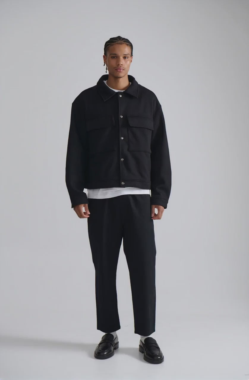 Technical Button Jacket Black - AI Generated