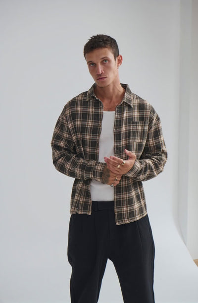 Brooklyn Check Shirt Brown - AI Generated
