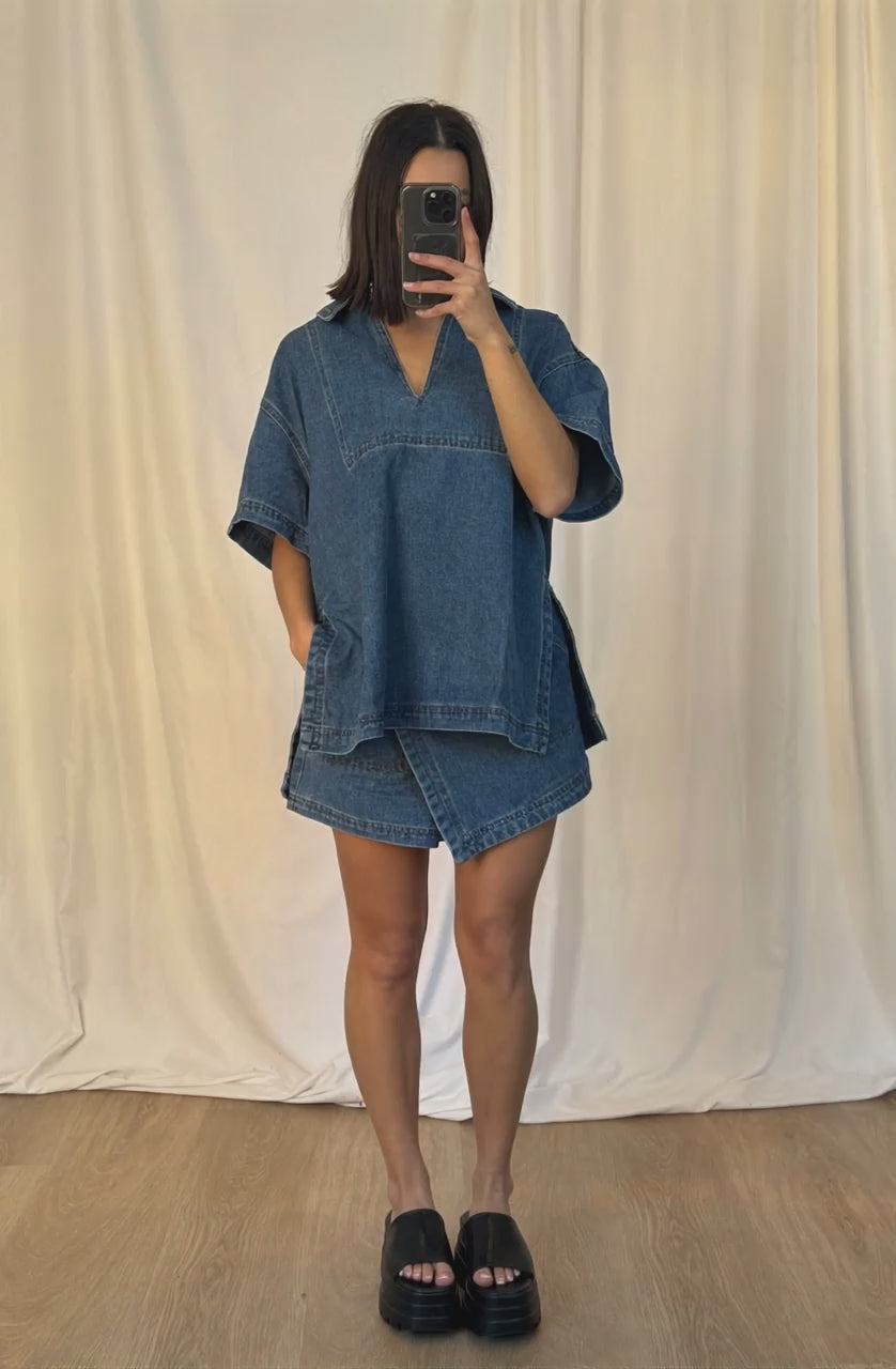 Rosemary Denim Skort Blue - AI Generated