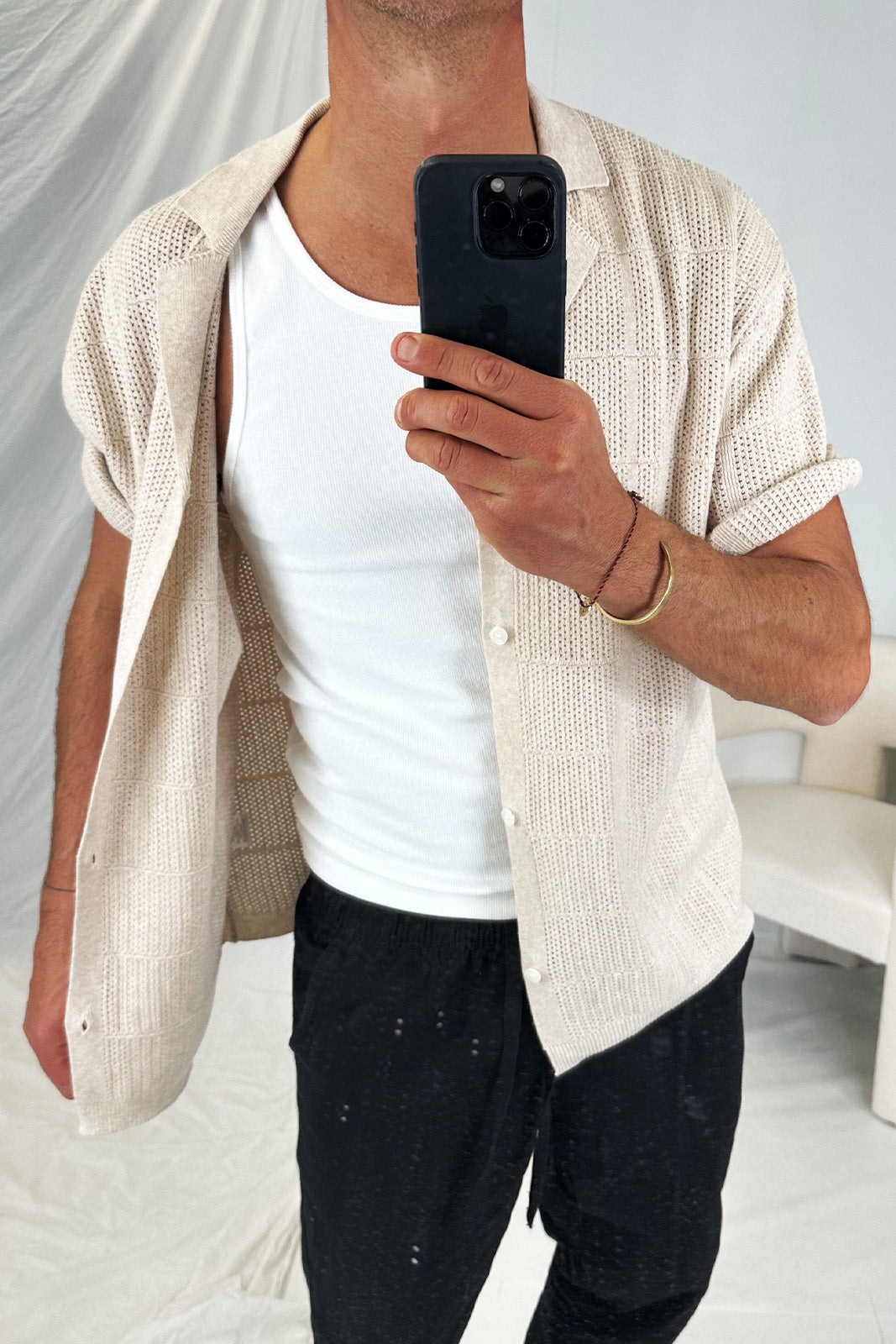 Matty Knitted Shirt Oat - FINAL SALE