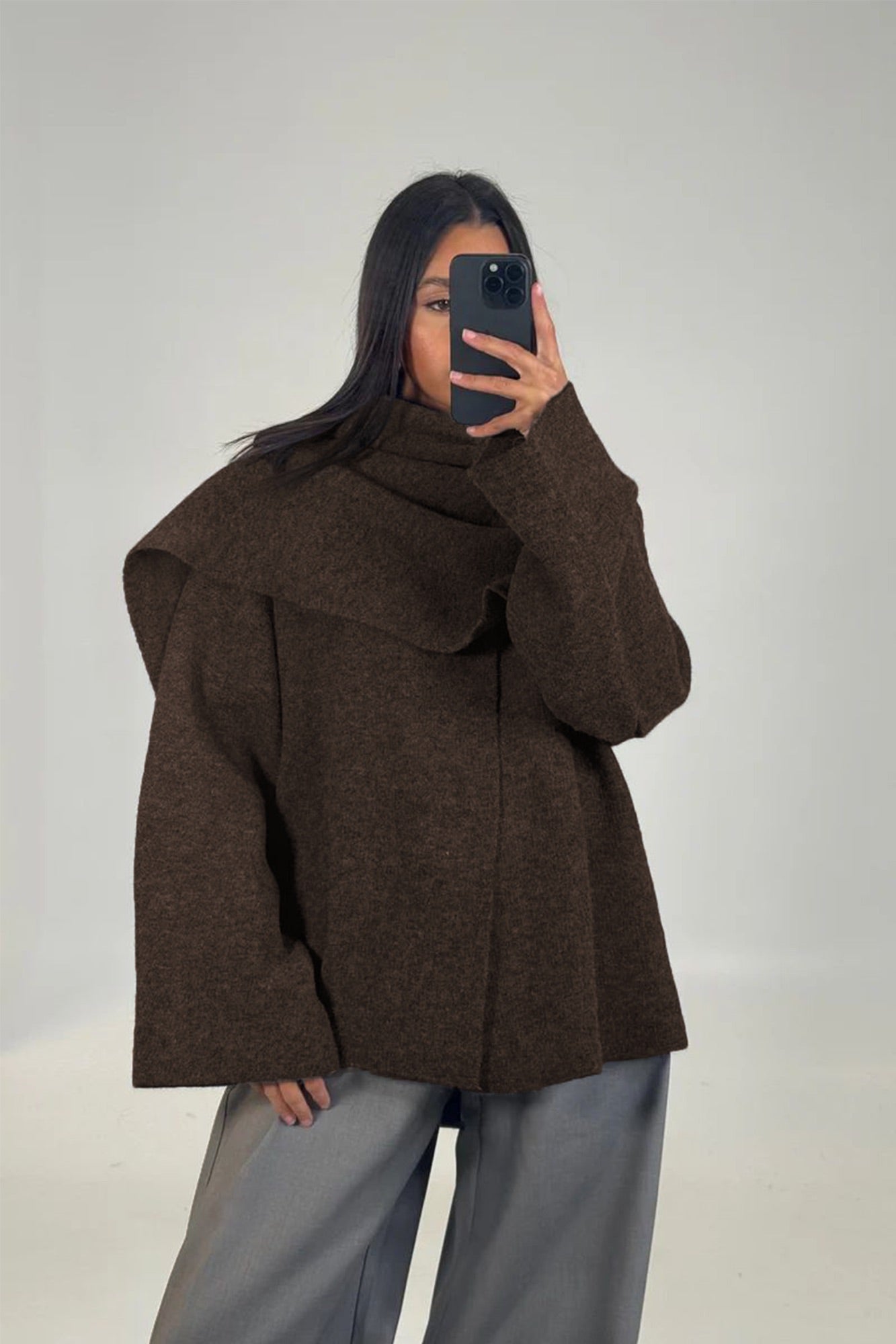 Abella Scarf Jacket Chocolate