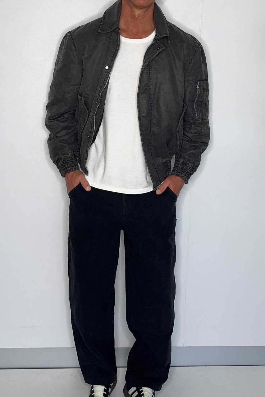 Washed Bomber Jacket Charcoal