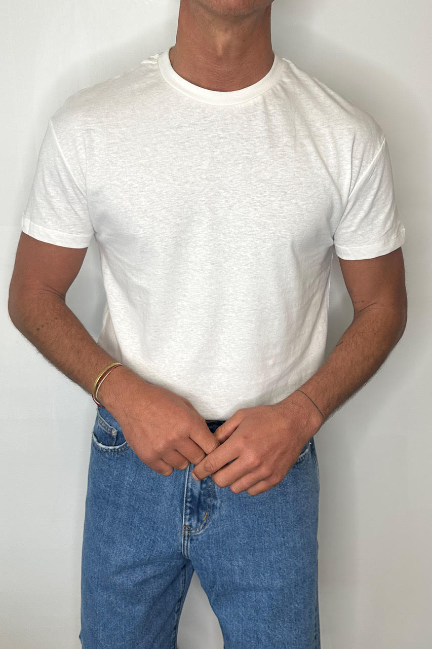 Fitted Linen Tee White