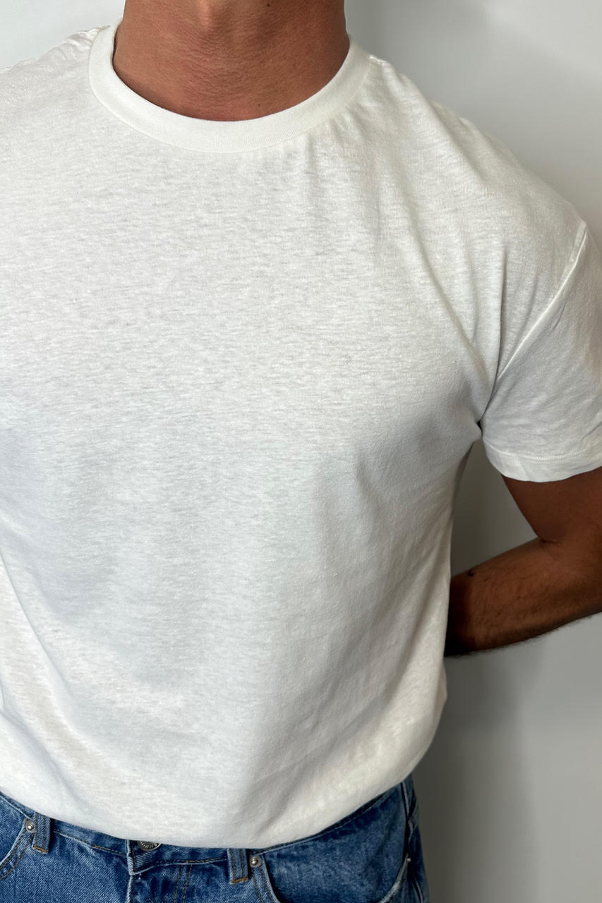 Fitted Linen Tee White