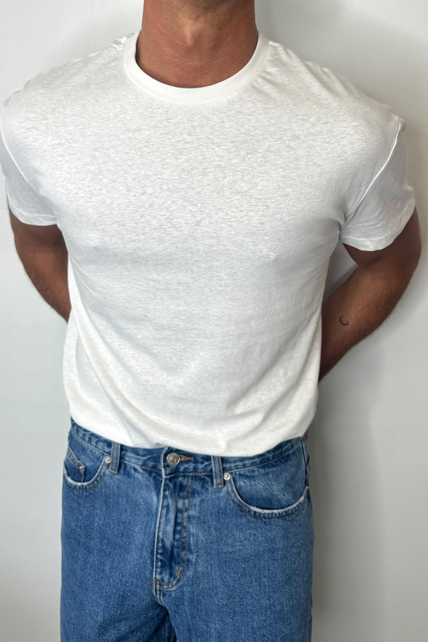 Fitted Linen Tee White