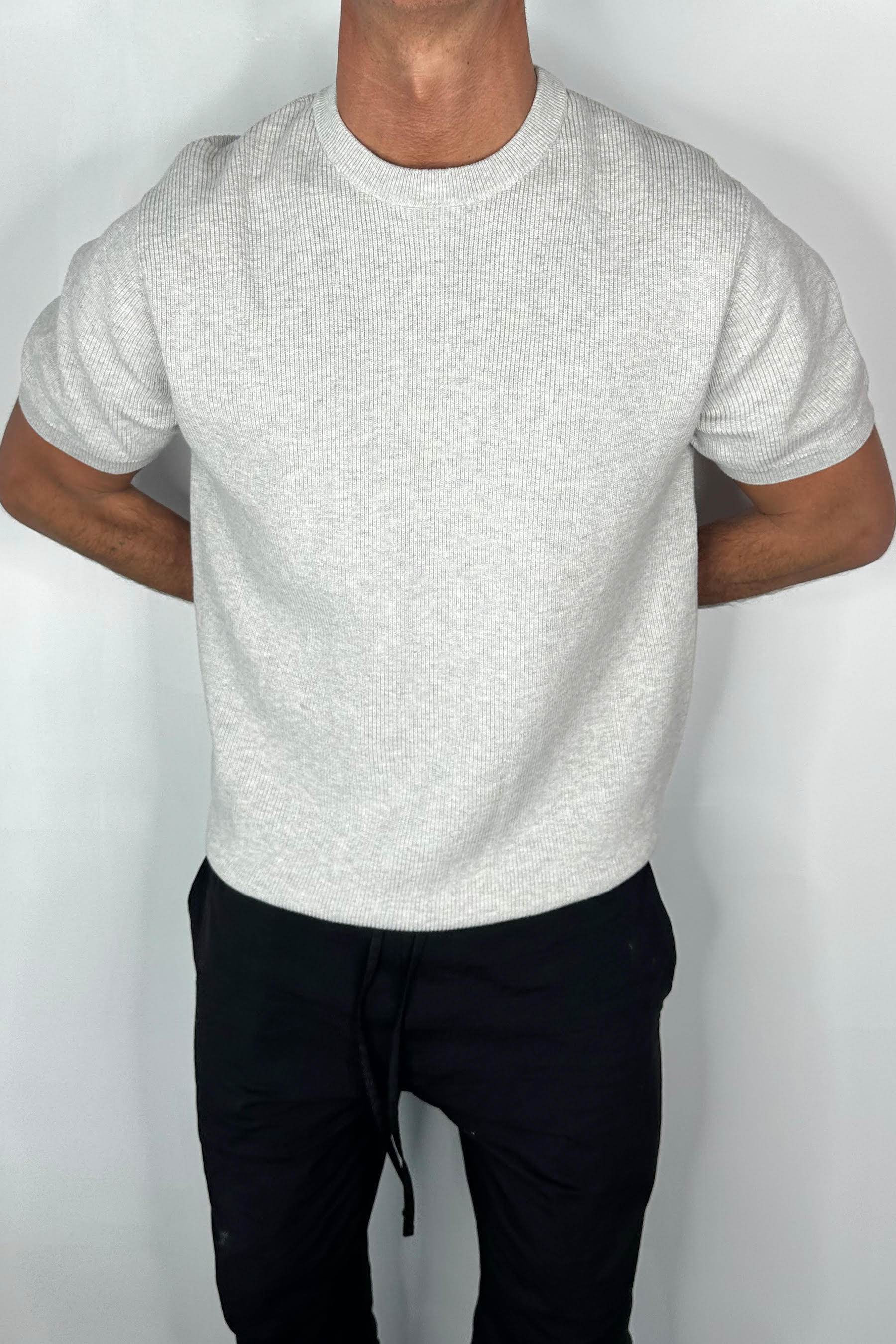 Knitted Crew Neck Tee Grey