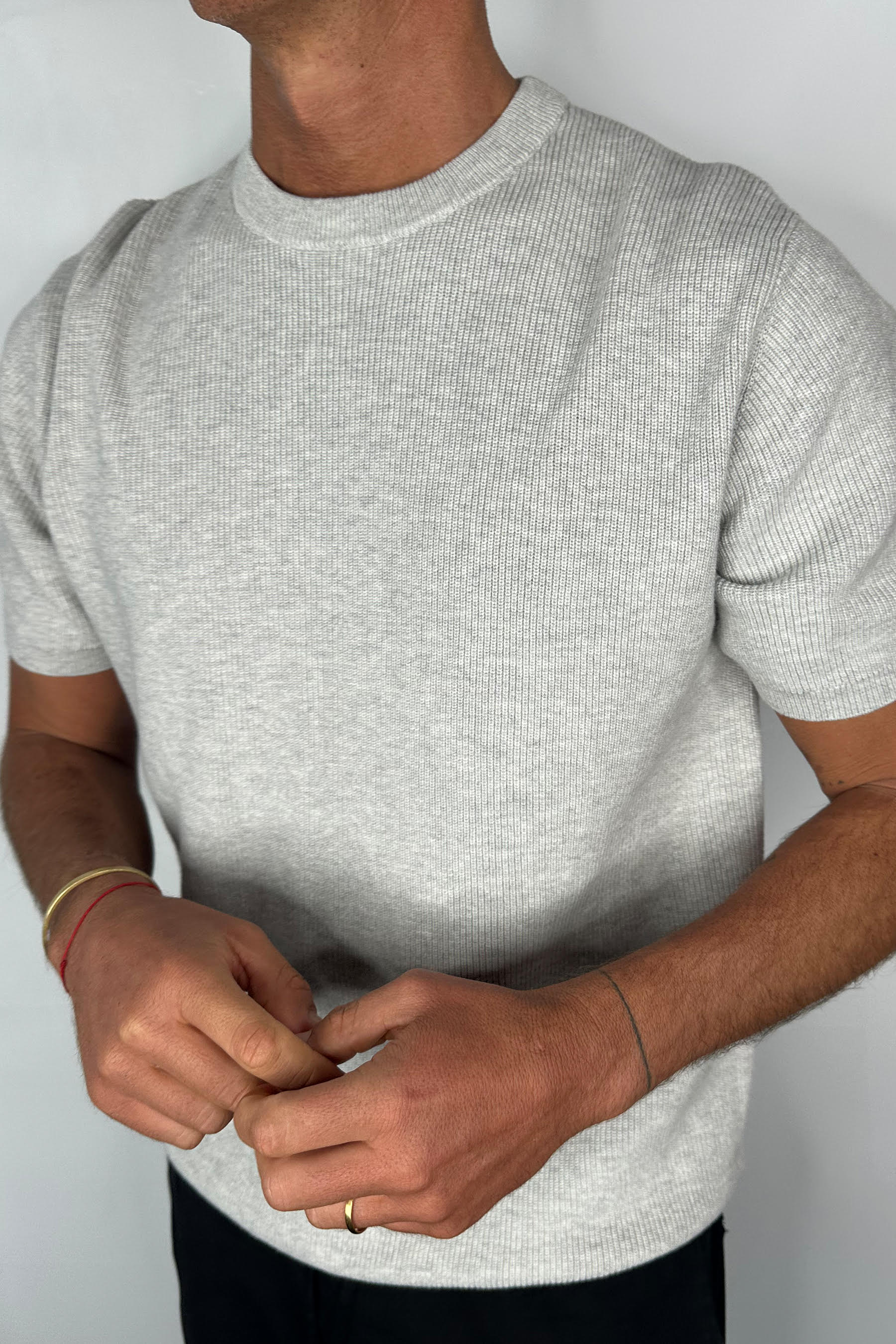 Knitted Crew Neck Tee Grey