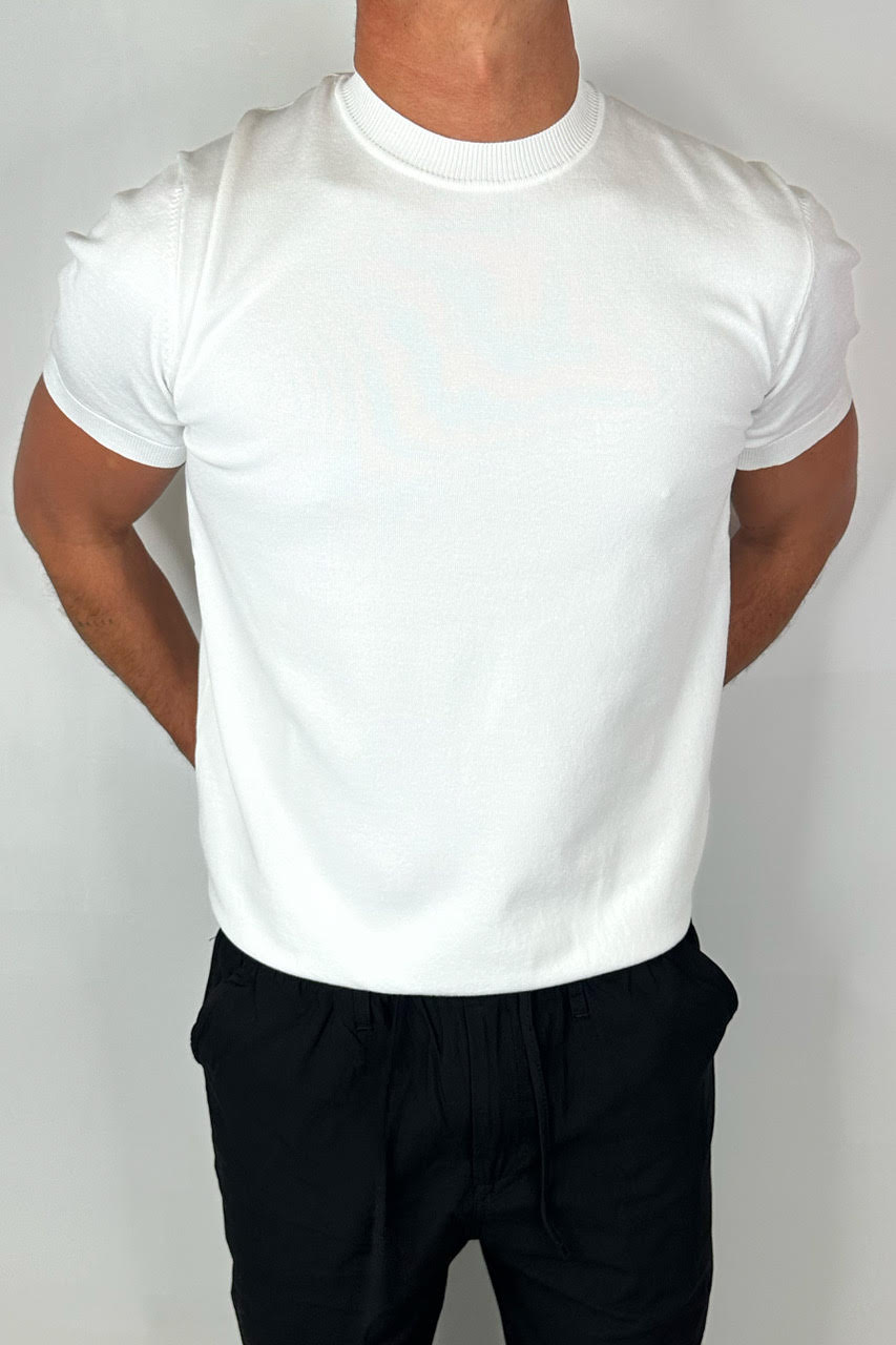 Nigel Fitted Knitted Tee White