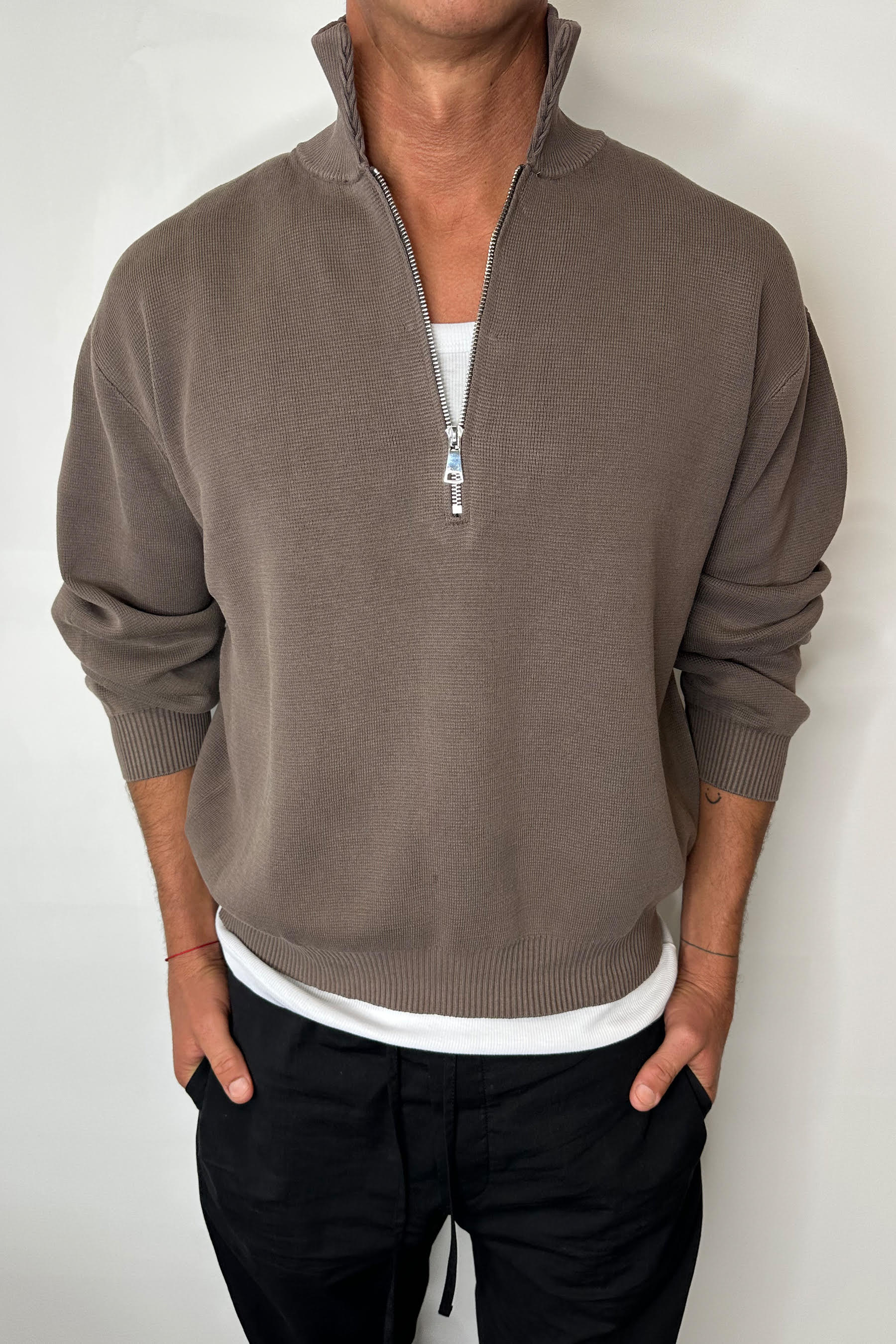 Calin Zip Up Knit Choc