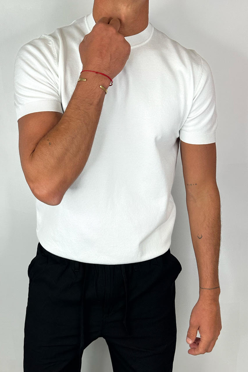 Nigel Fitted Knitted Tee White