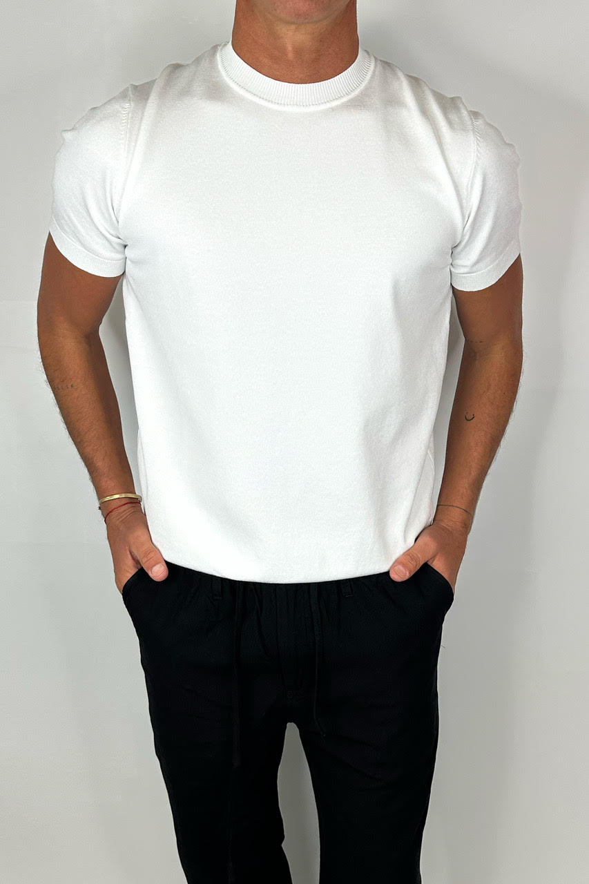 Nigel Fitted Knitted Tee White