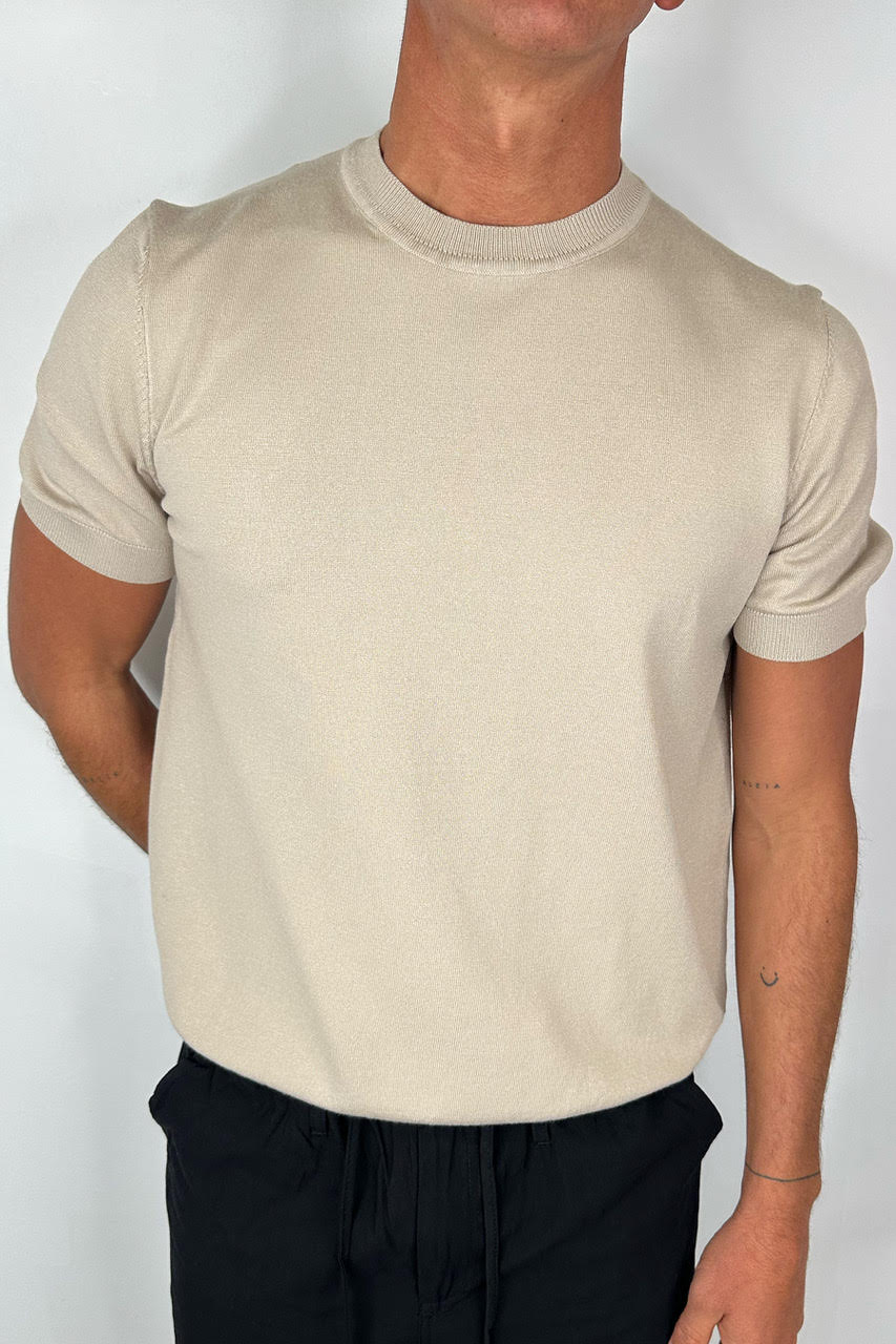 Nigel Fitted Knitted Tee Oat
