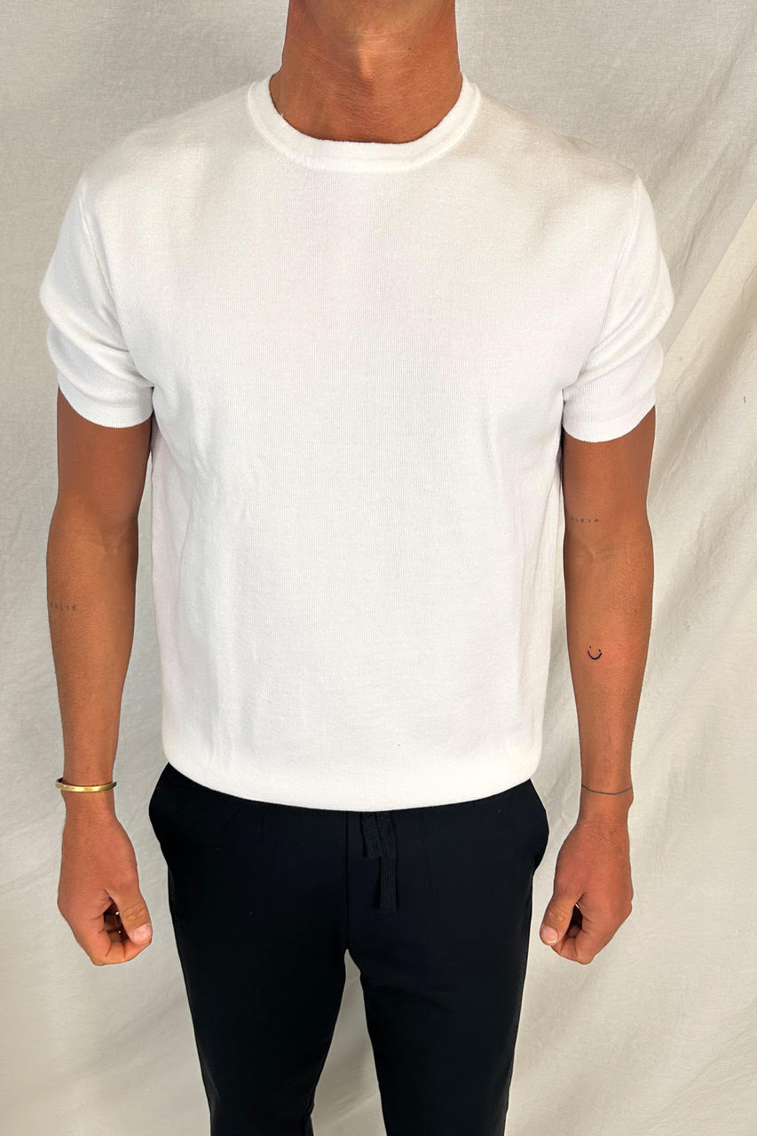 Vlad Fitted Knitted Tee White