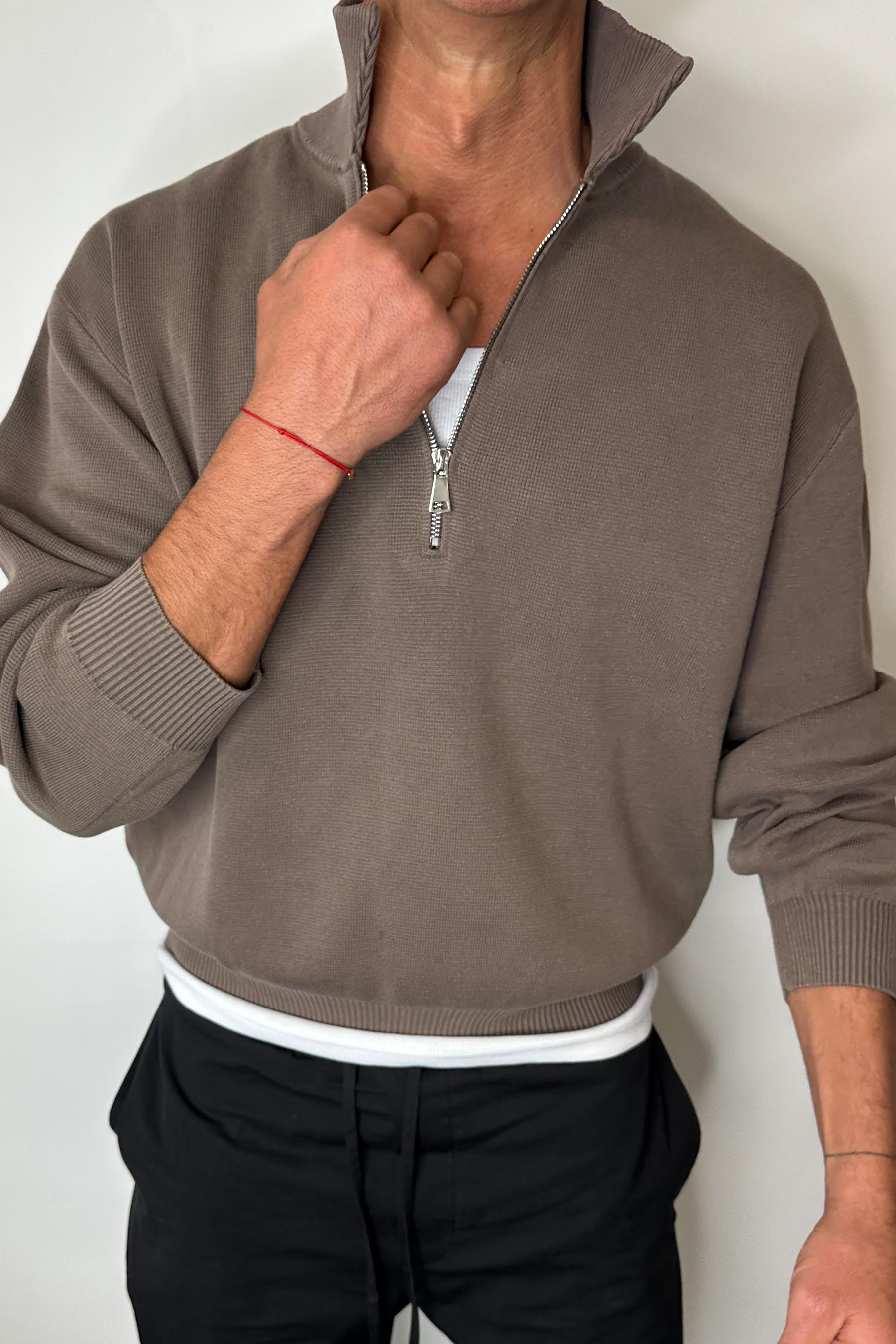 Calin Zip Up Knit Choc