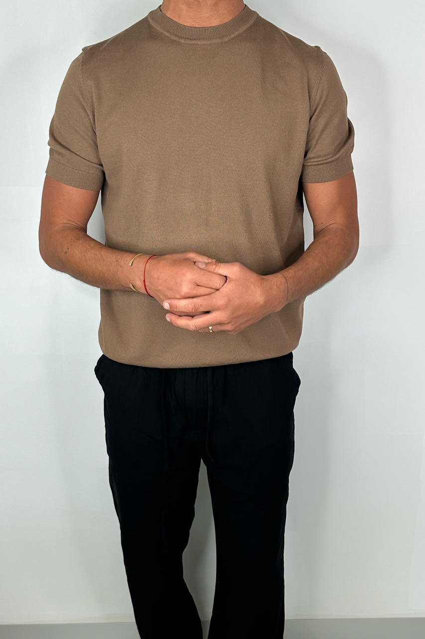 Nigel Fitted Knitted Tee Choc