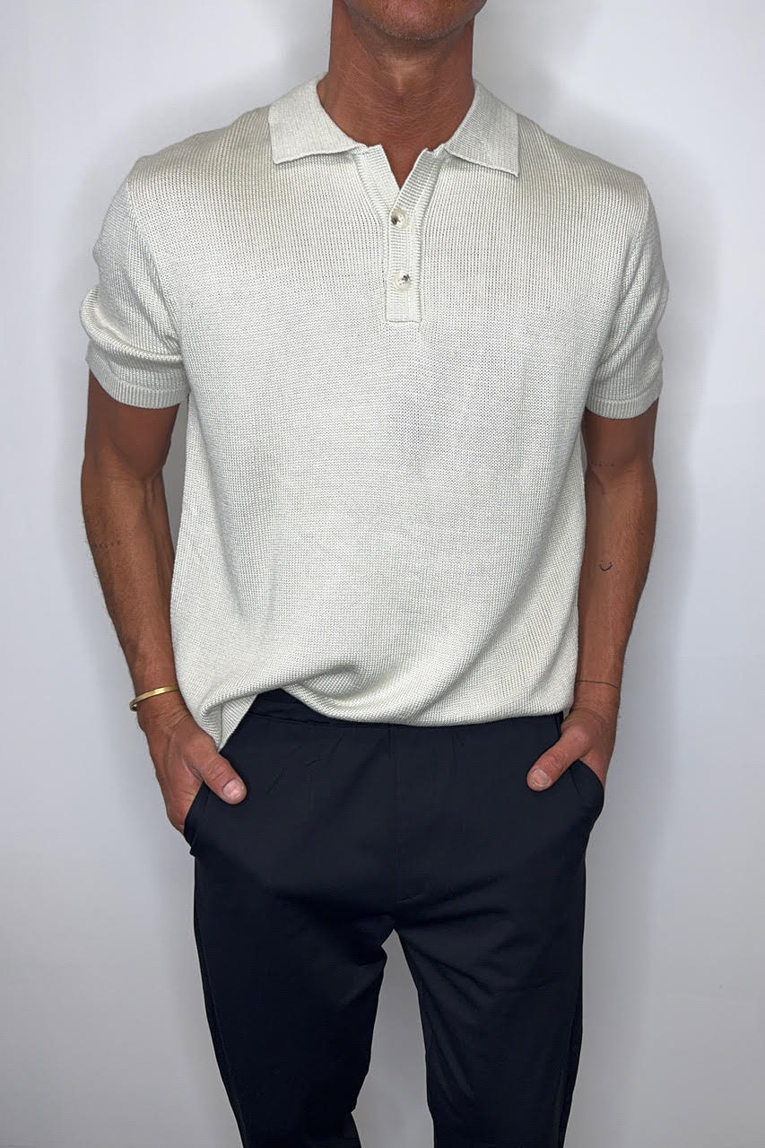 Hayden Knitted Polo Soft Grey