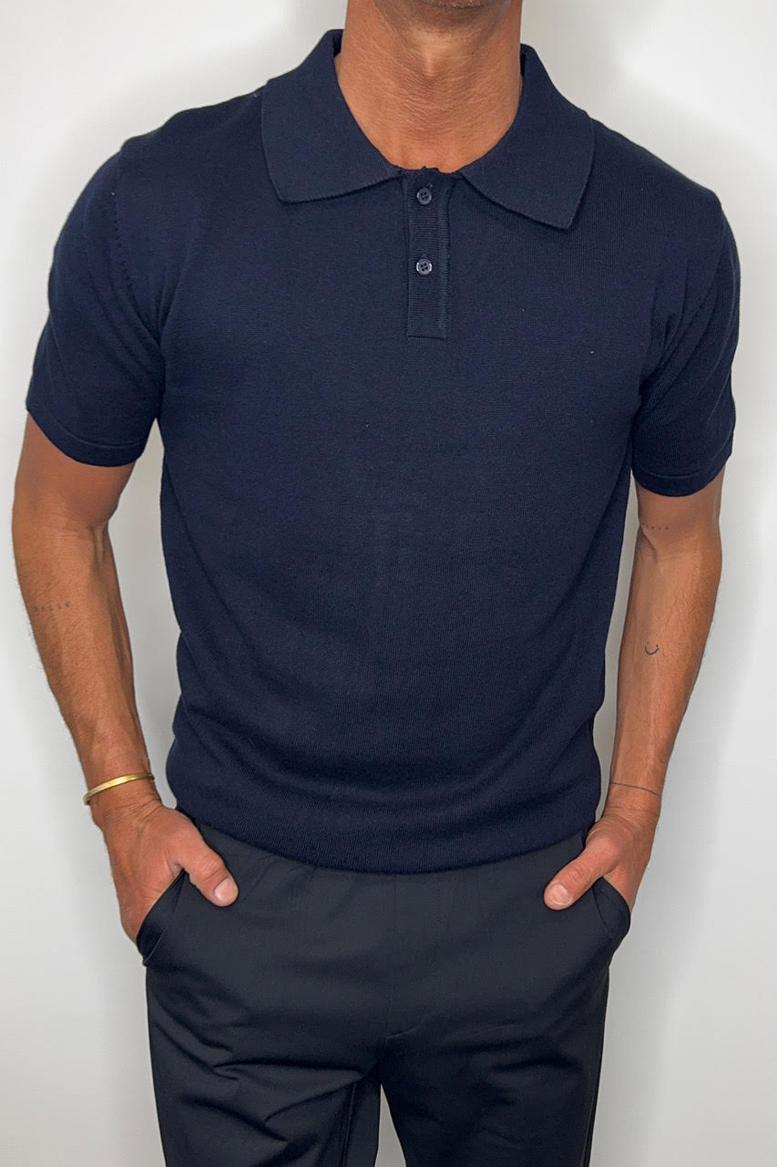 Archie Fitted Polo Navy