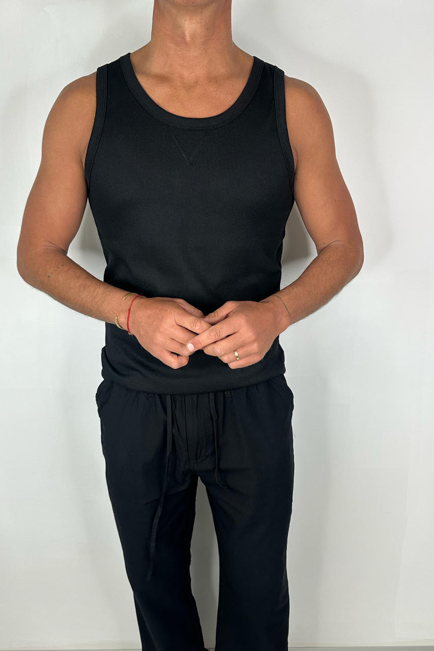 Ruben Fitted Tank Black