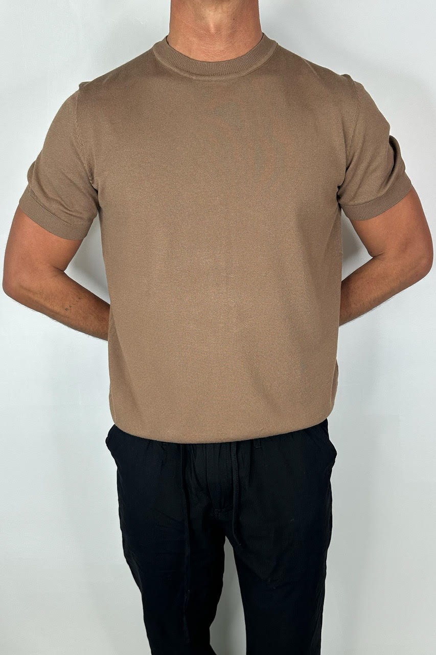Nigel Fitted Knitted Tee Choc
