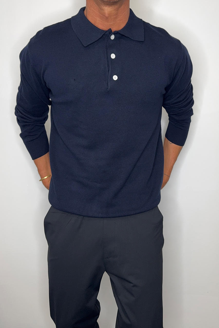 Mick Long Sleeve Polo Navy